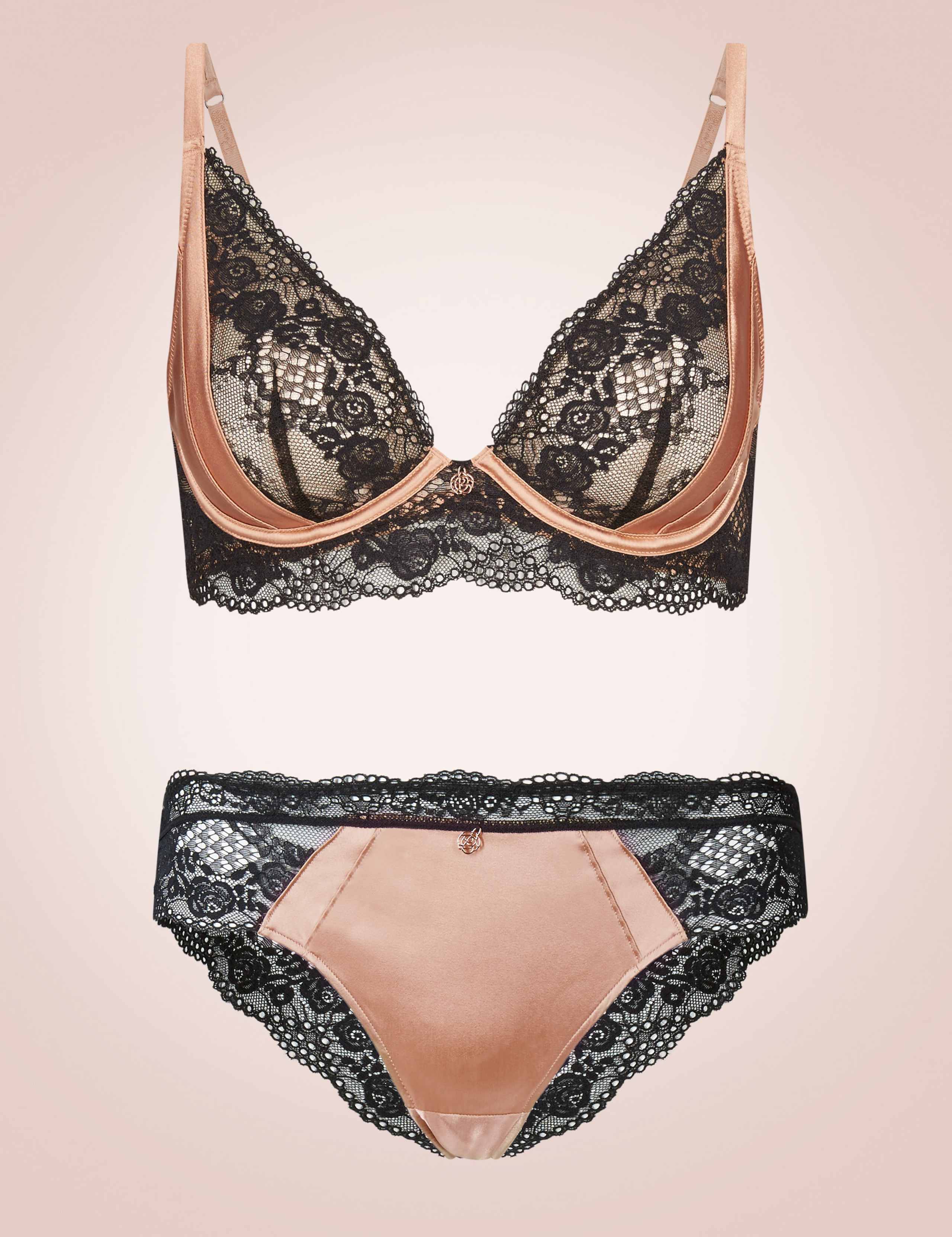 Silk & Lace Set with Non-Padded Plunge B-DD 1 of 6