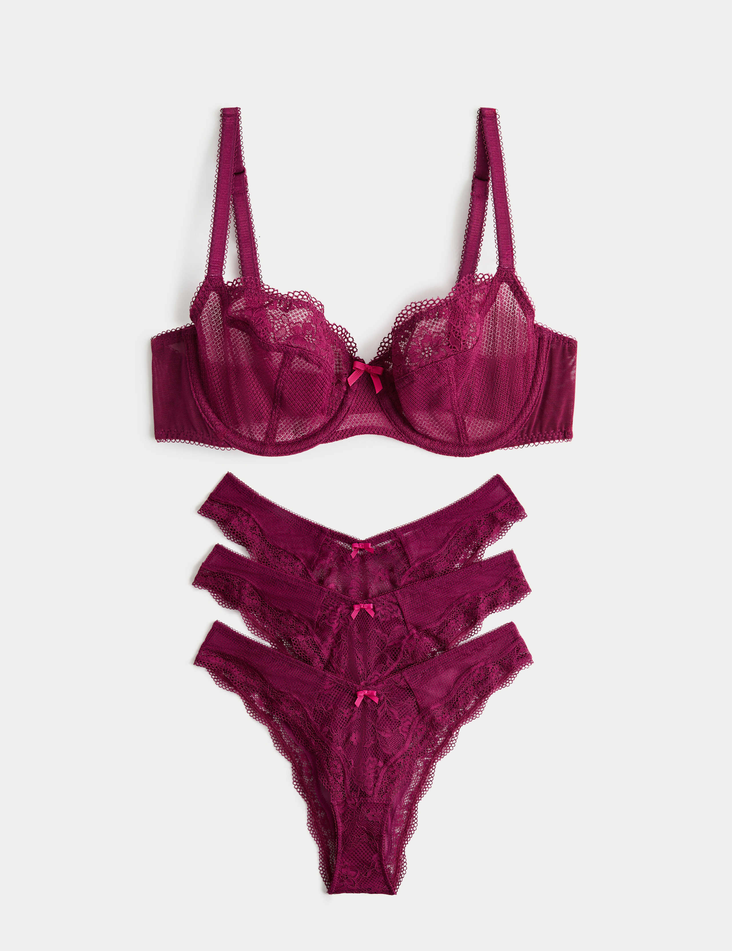 Jasmine Lace Wired Balcony Bra Set A-E 1 of 6