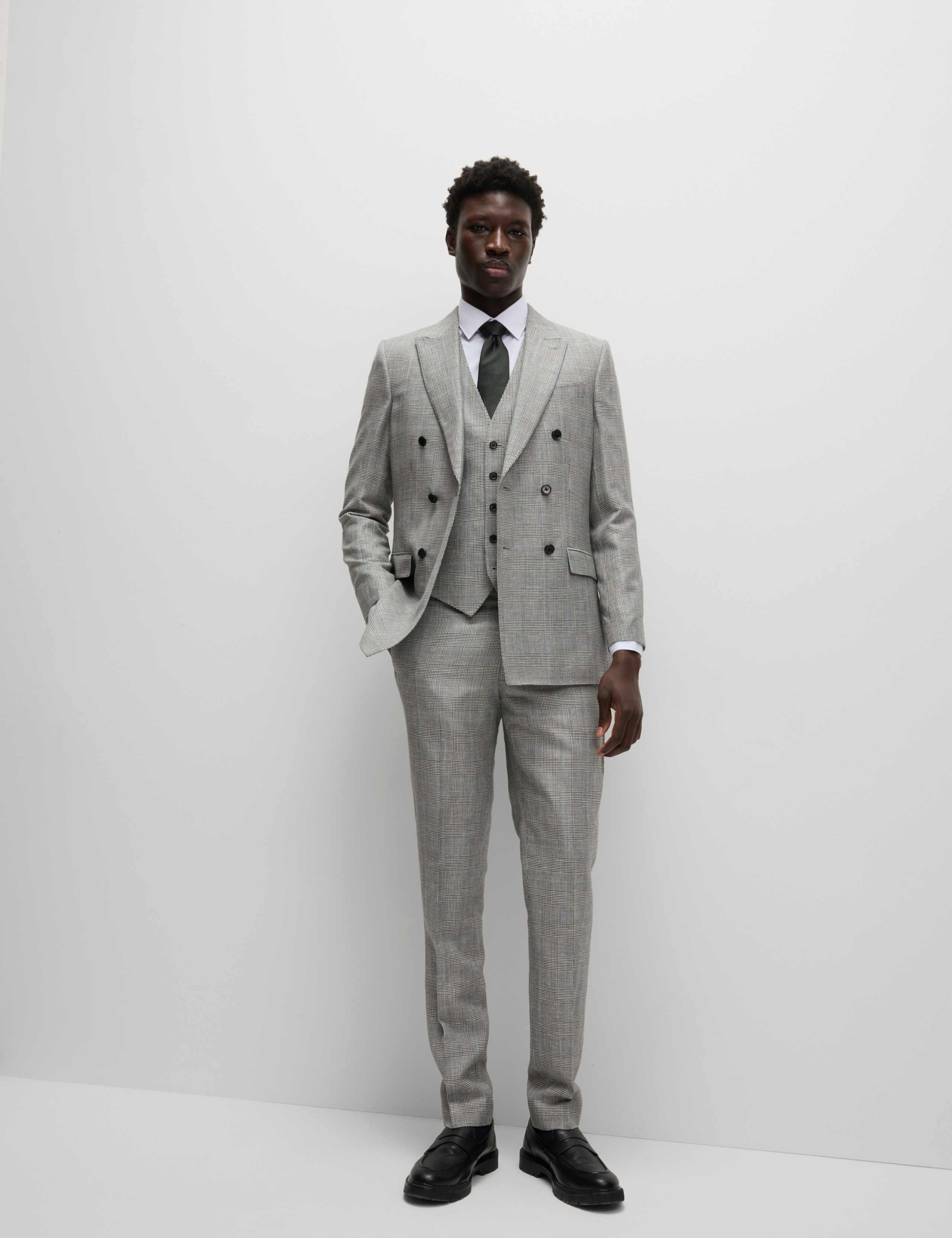 Slim Fit Wool Blend Check Suit 1 of 6