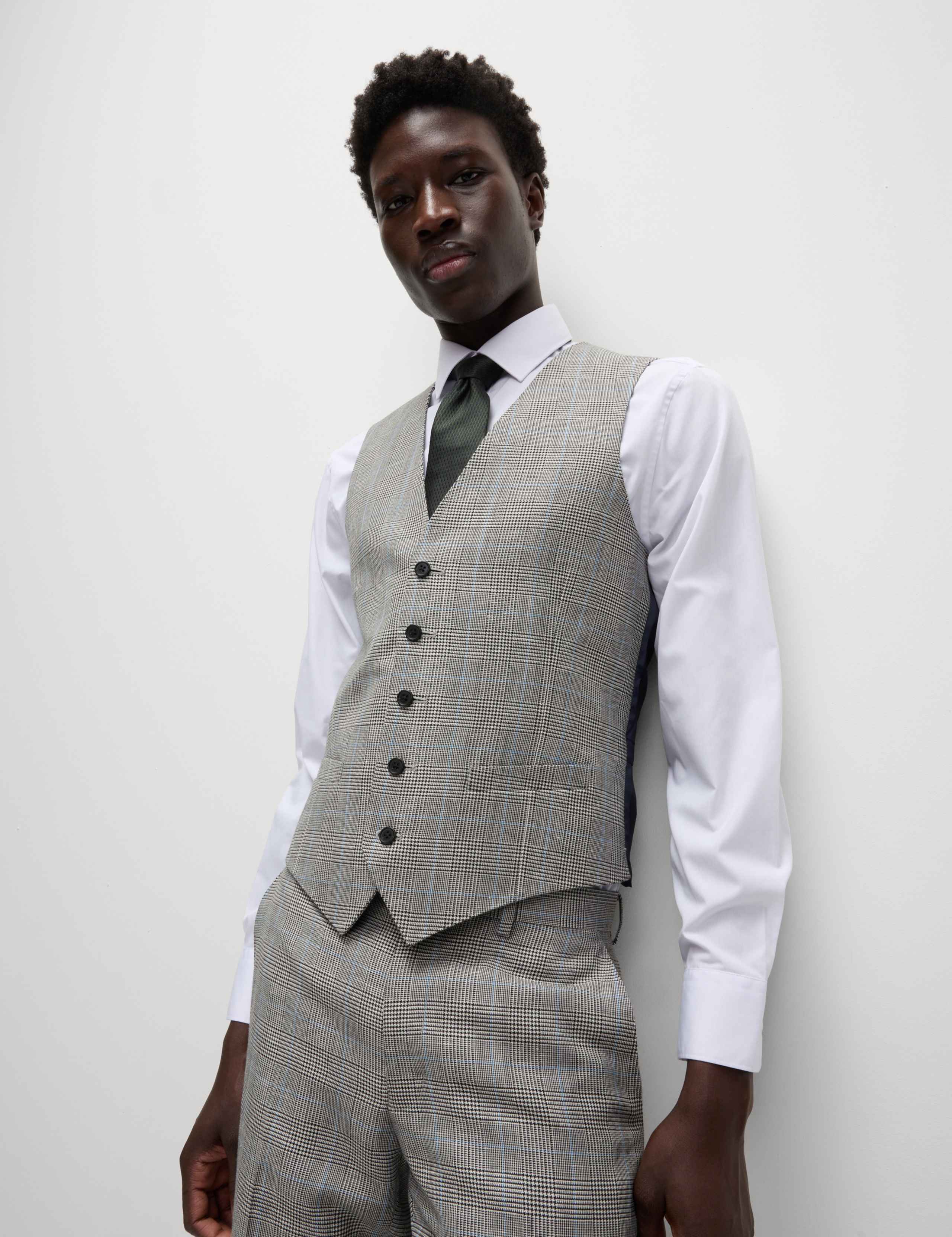 Slim Fit Wool Blend Check Suit 2 of 6
