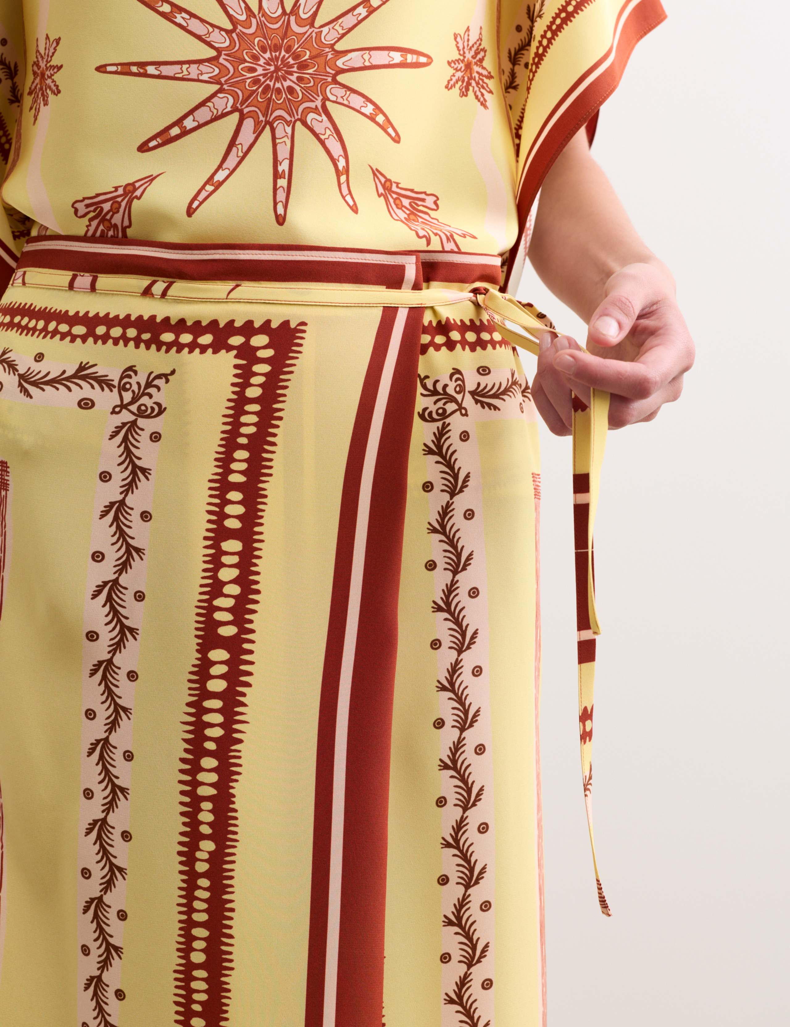 Pure Silk Printed Slash Neck Top & Skirt Set 5 of 6