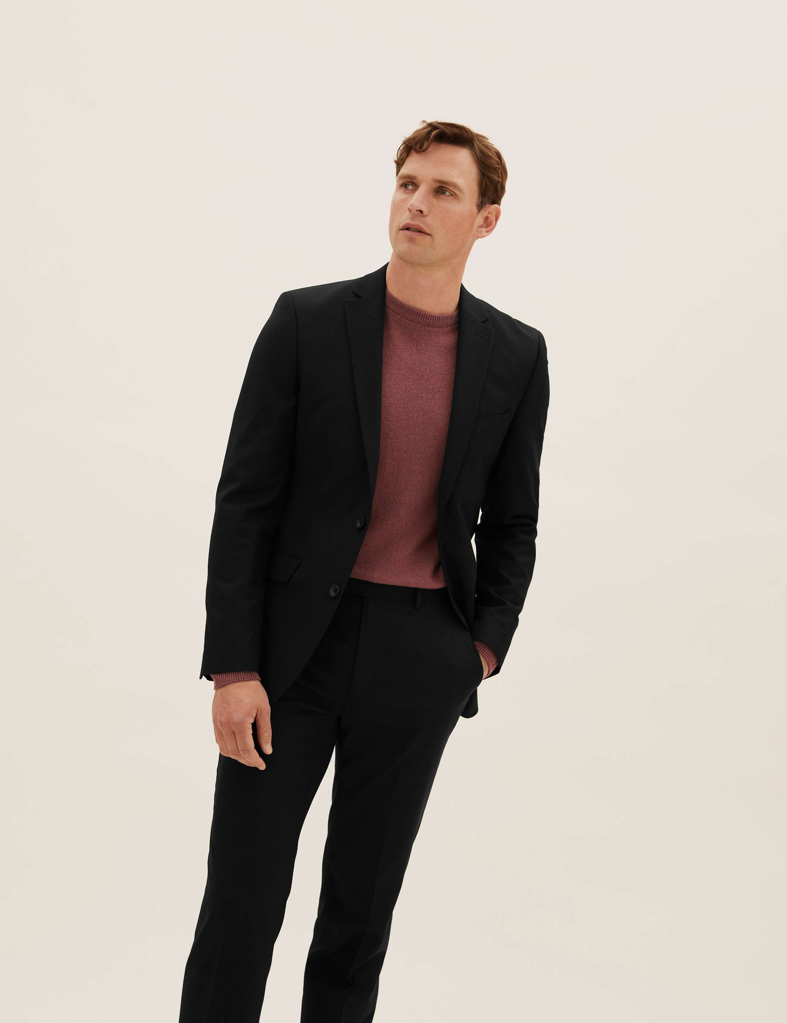 Black Tailored Fit Suit with Stretch 1 of 8