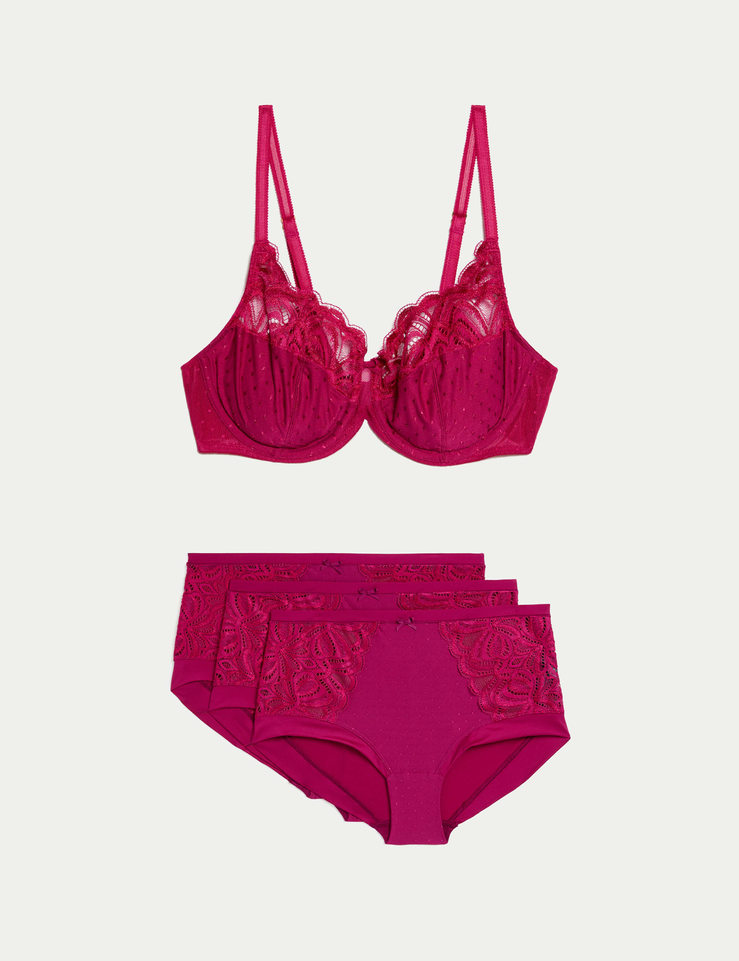Amelia Lace Wired Full Cup Bra Set A-E 1 of 6
