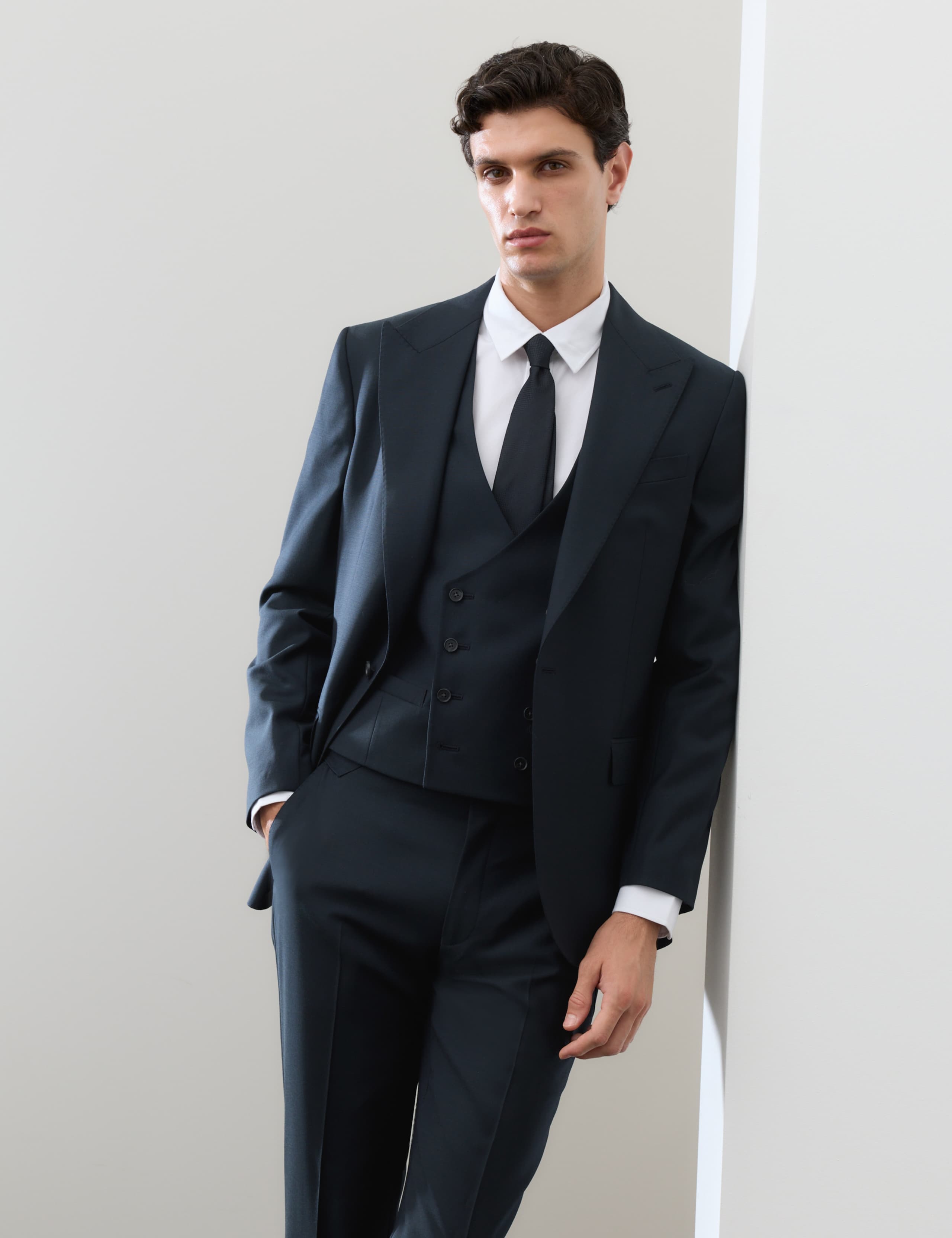 3 Piece Tailored Fit Wool Rich Suit