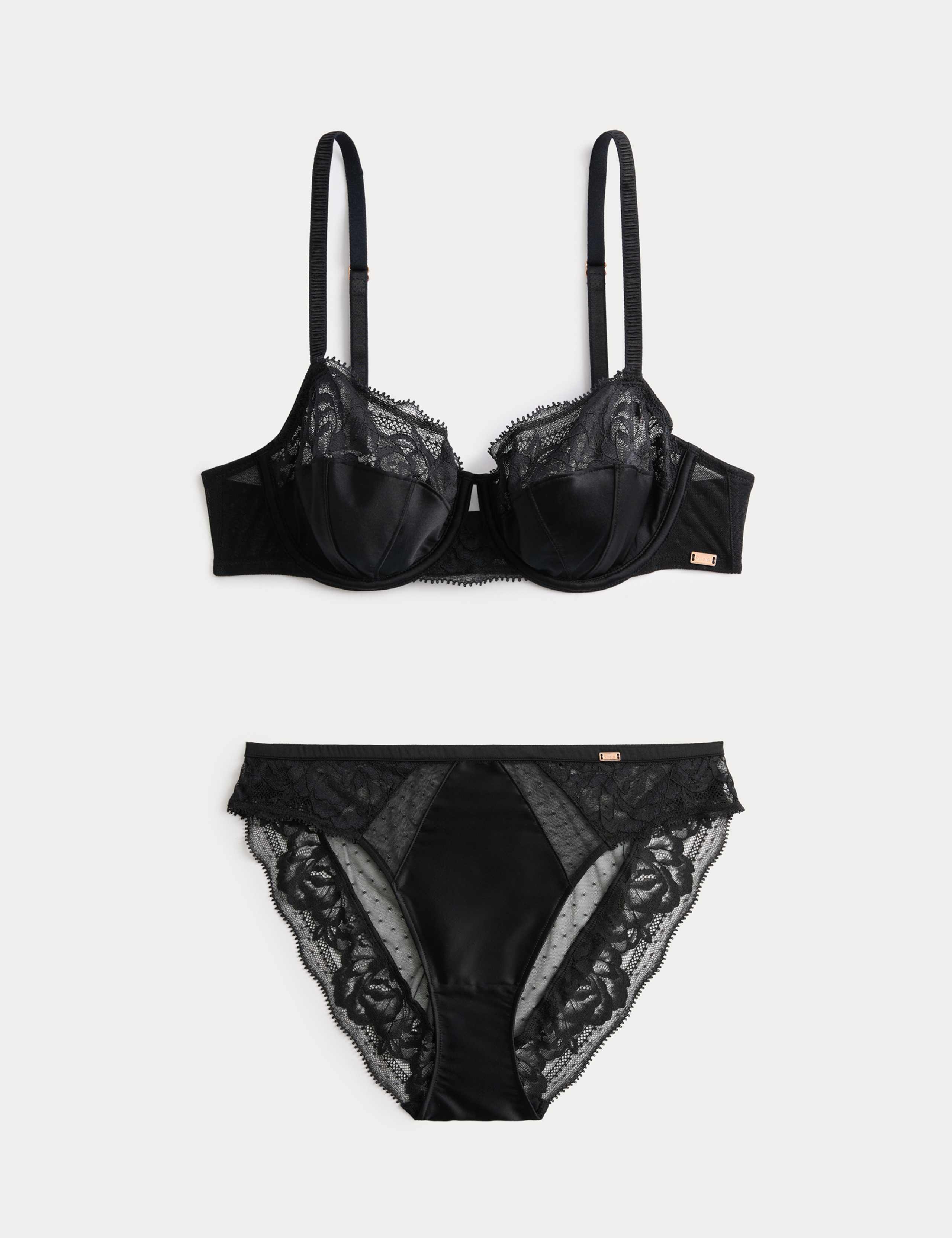Silk & Lace Wired Balcony Bra Set 1 of 6