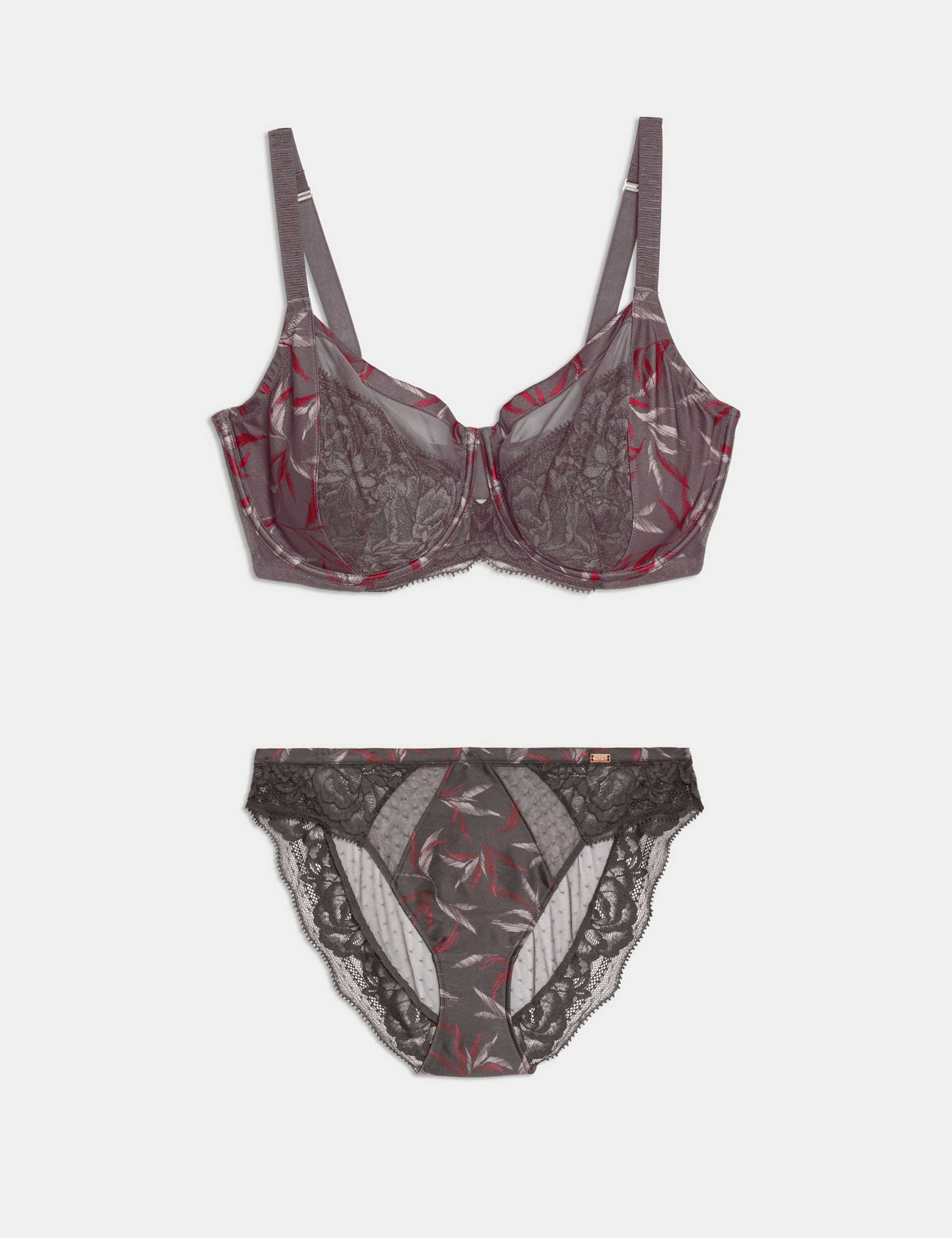 Mimosa Silk & Lace Wired Minimiser Bra Set C-G 1 of 6