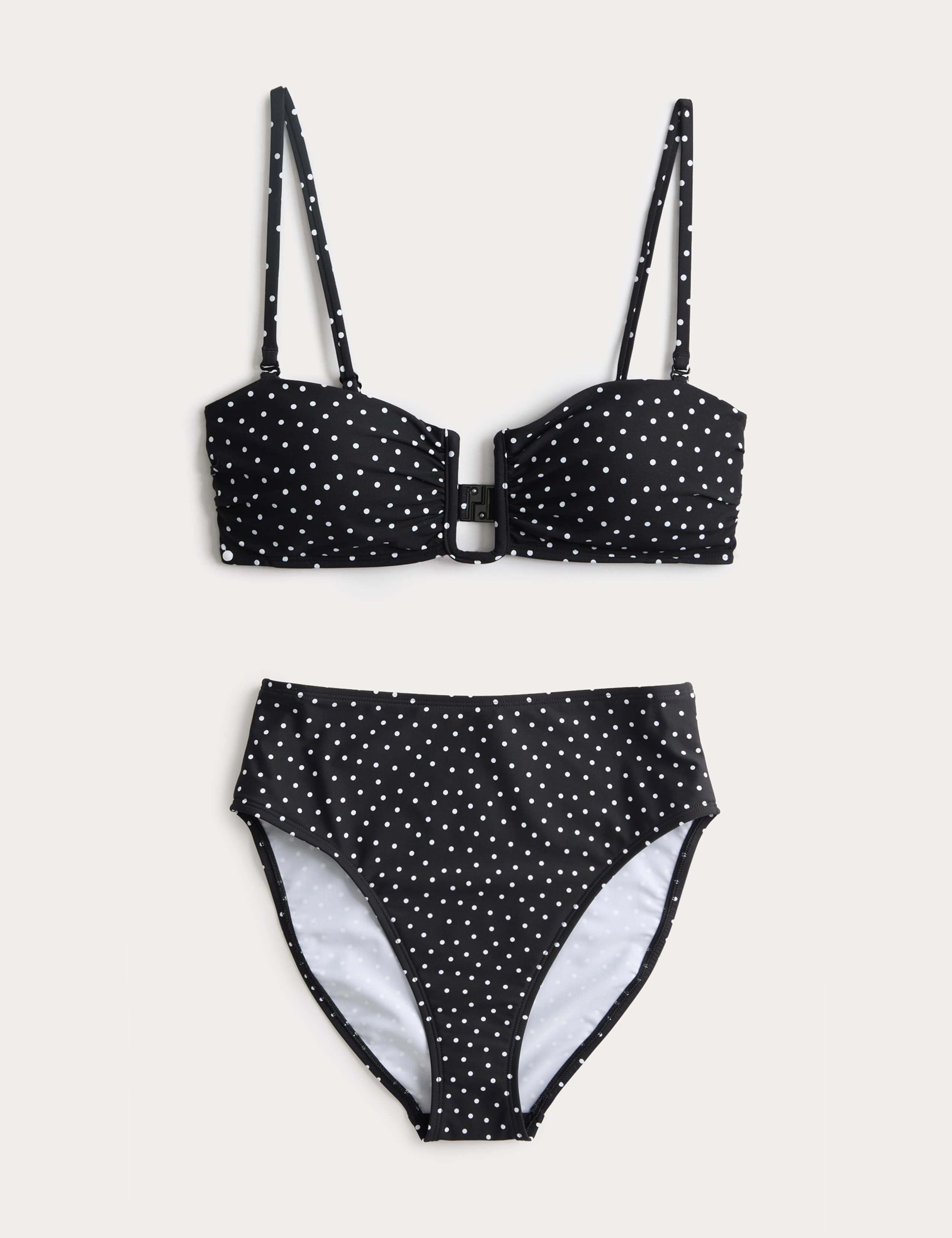 Polka Dot Padded U-Wire Bandeau Bikini Set 1 of 6