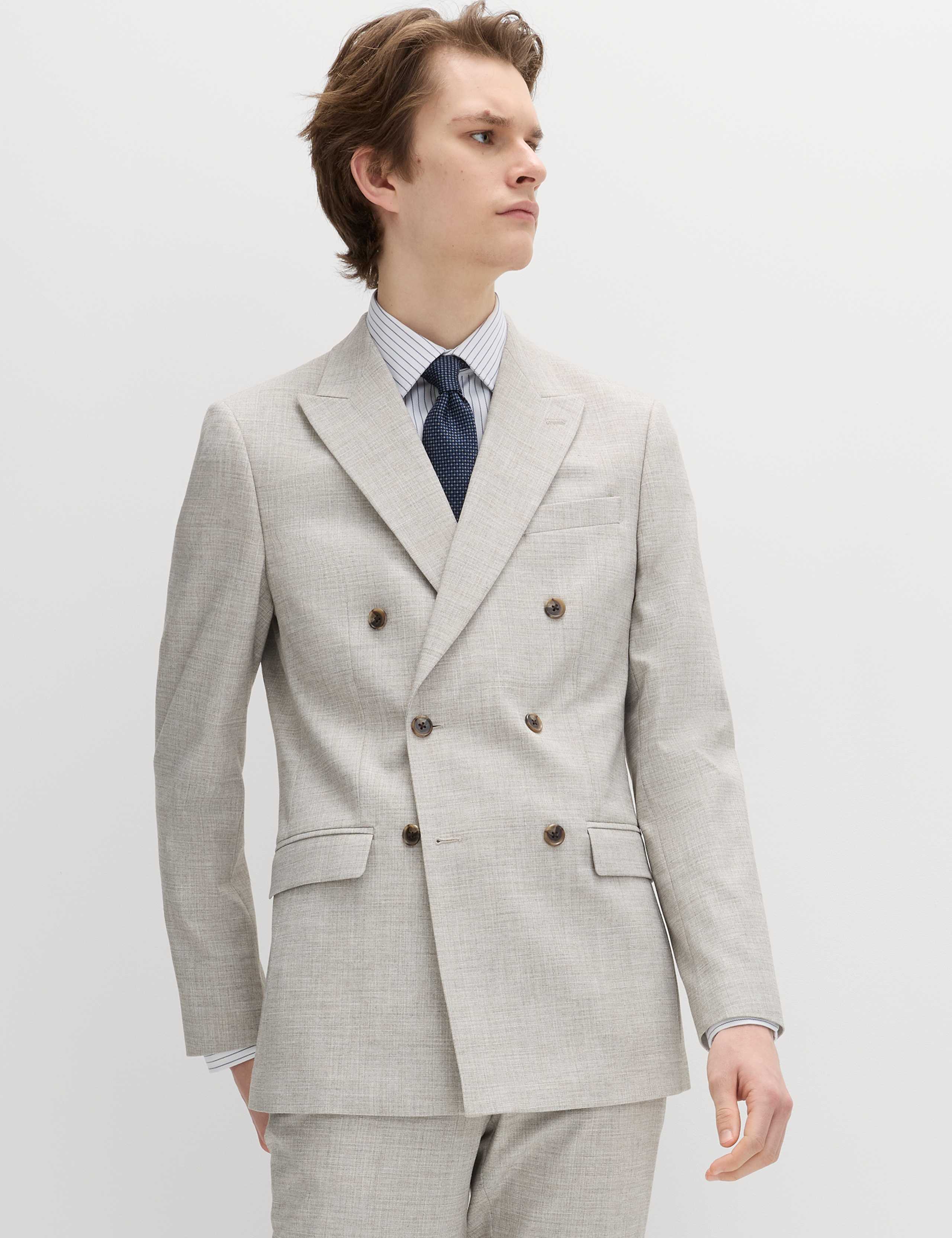 2 Piece Slim Fit Textured Twill Stretch Suit