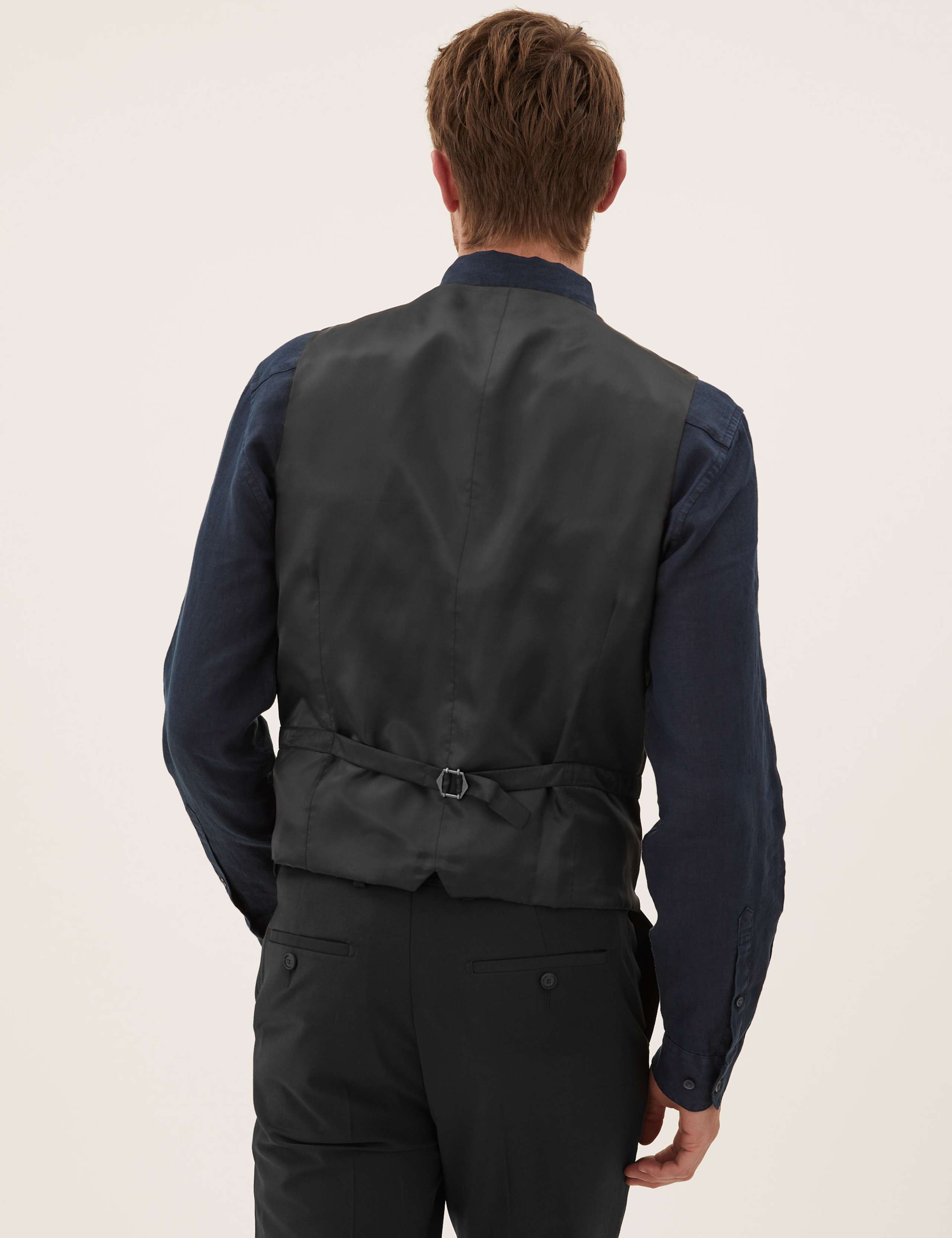 Black Tailored Fit Wool 3 Piece Suit 2 of 8