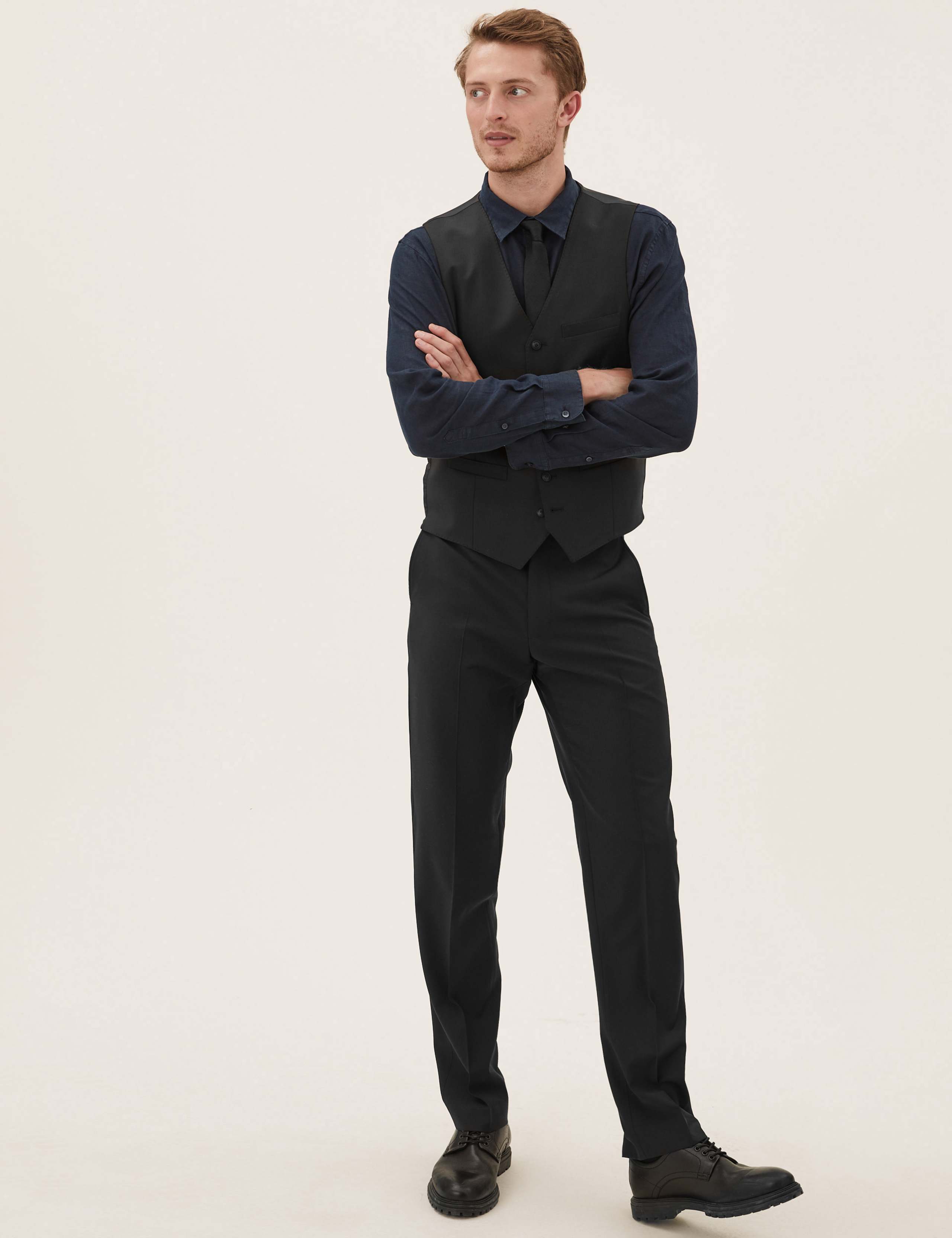 Black Tailored Fit Wool 3 Piece Suit 8 of 8