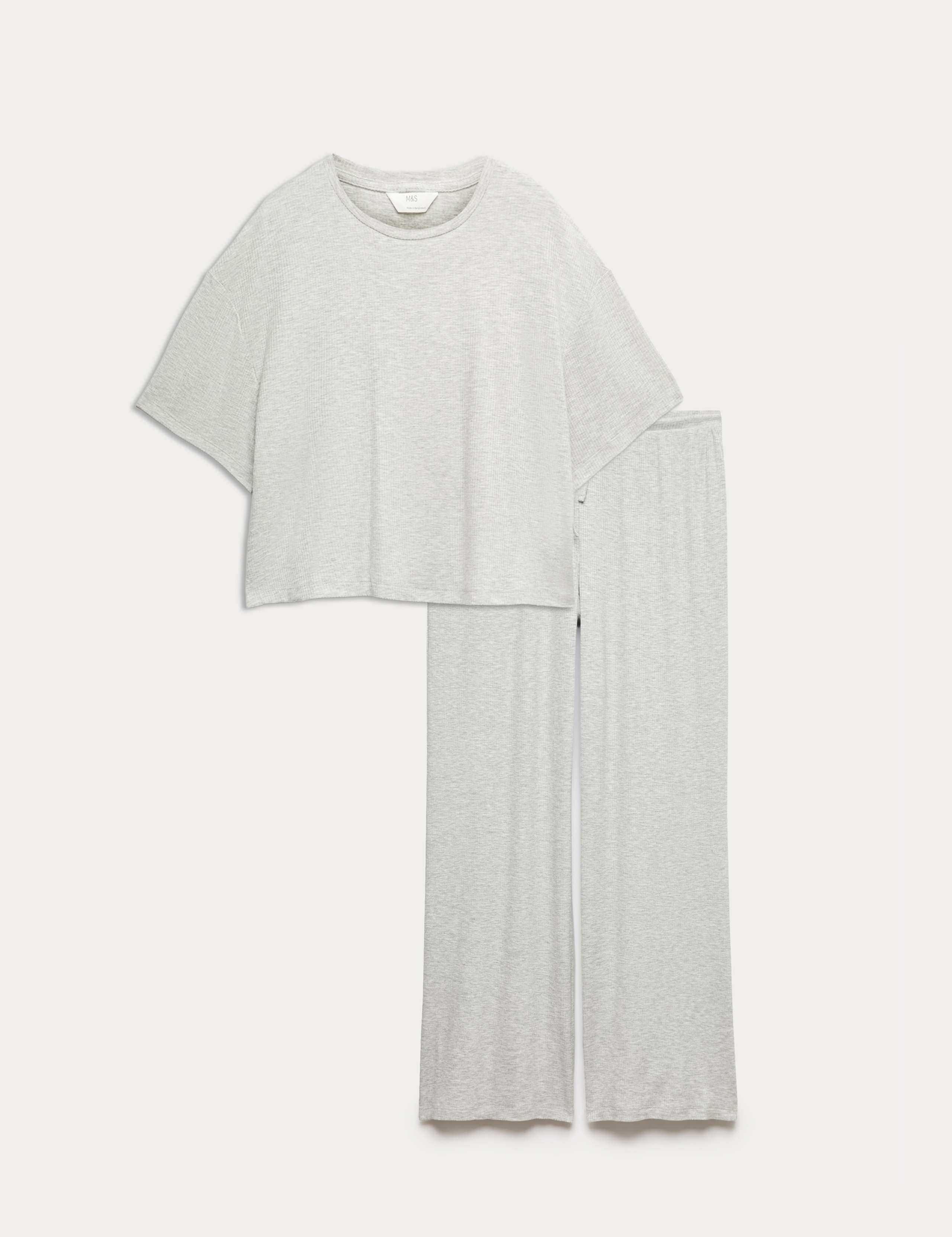 Modal Rich Ribbed Pyjama Top Set 1 of 6