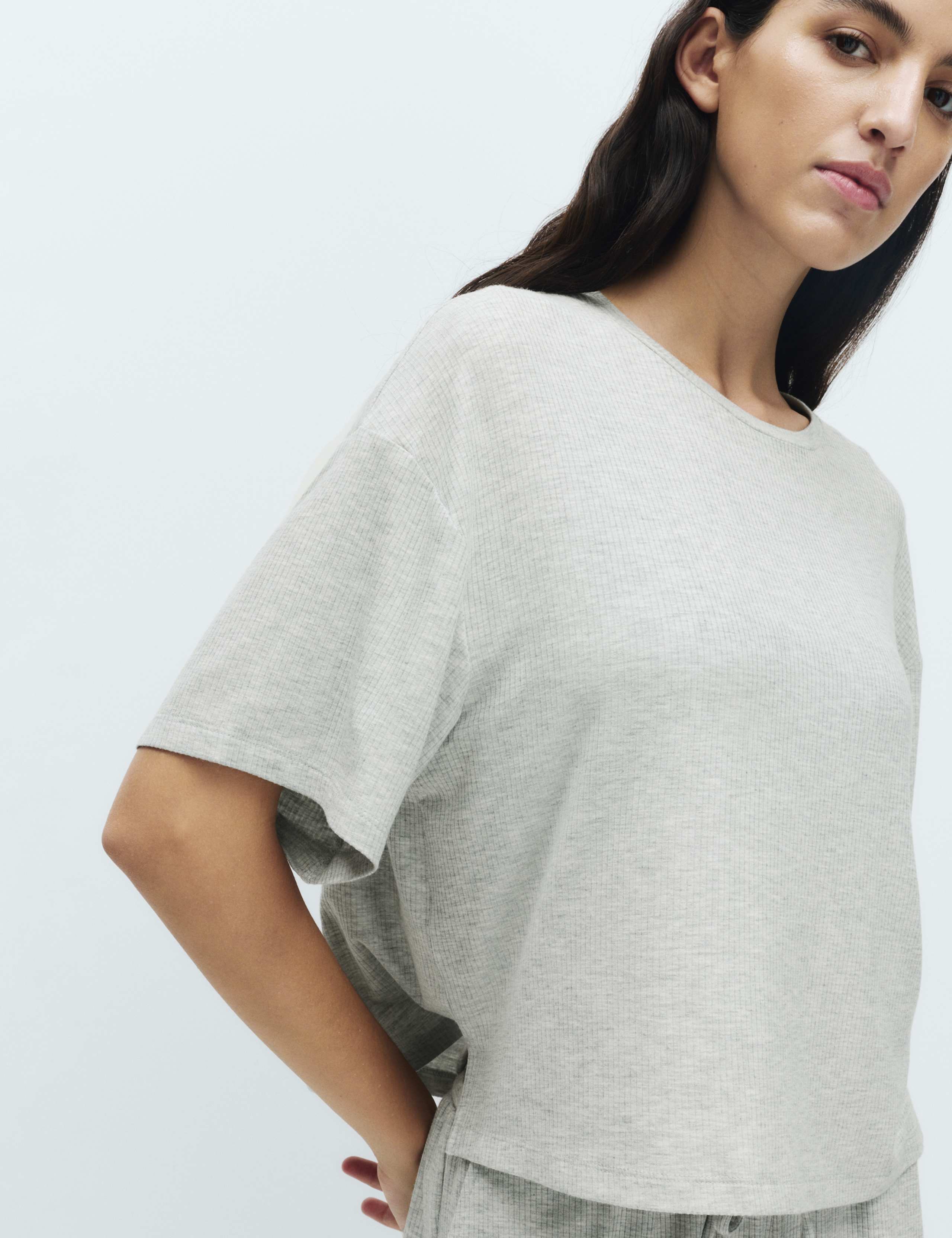 Modal Rich Ribbed Pyjama Top Set 2 of 6