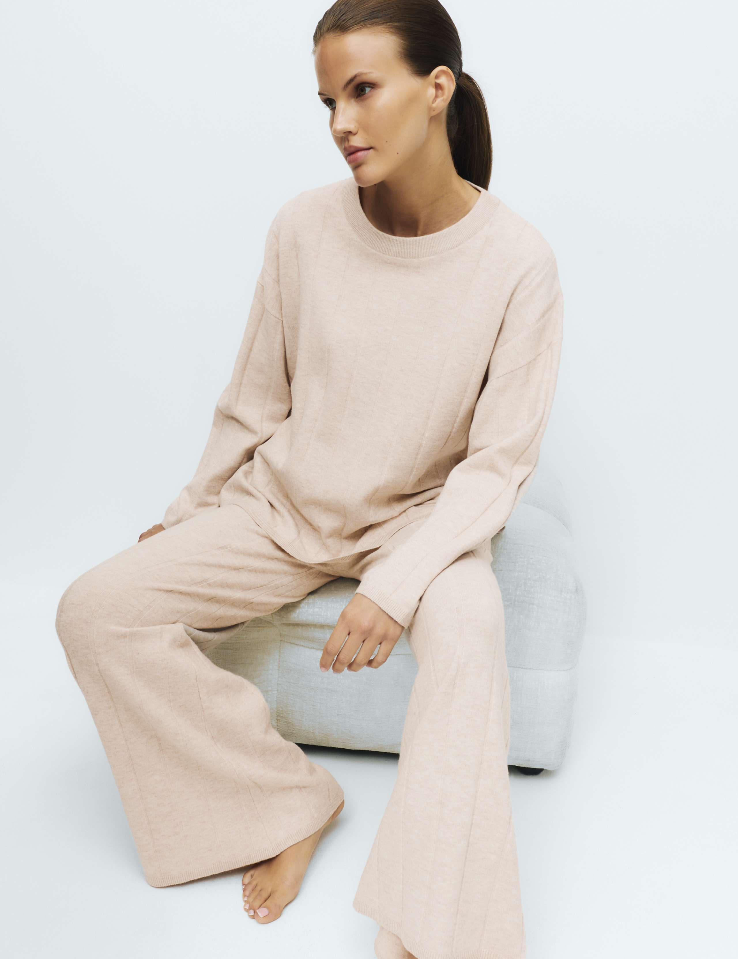 Knitted Long Sleeve Lounge Top & Pant Set