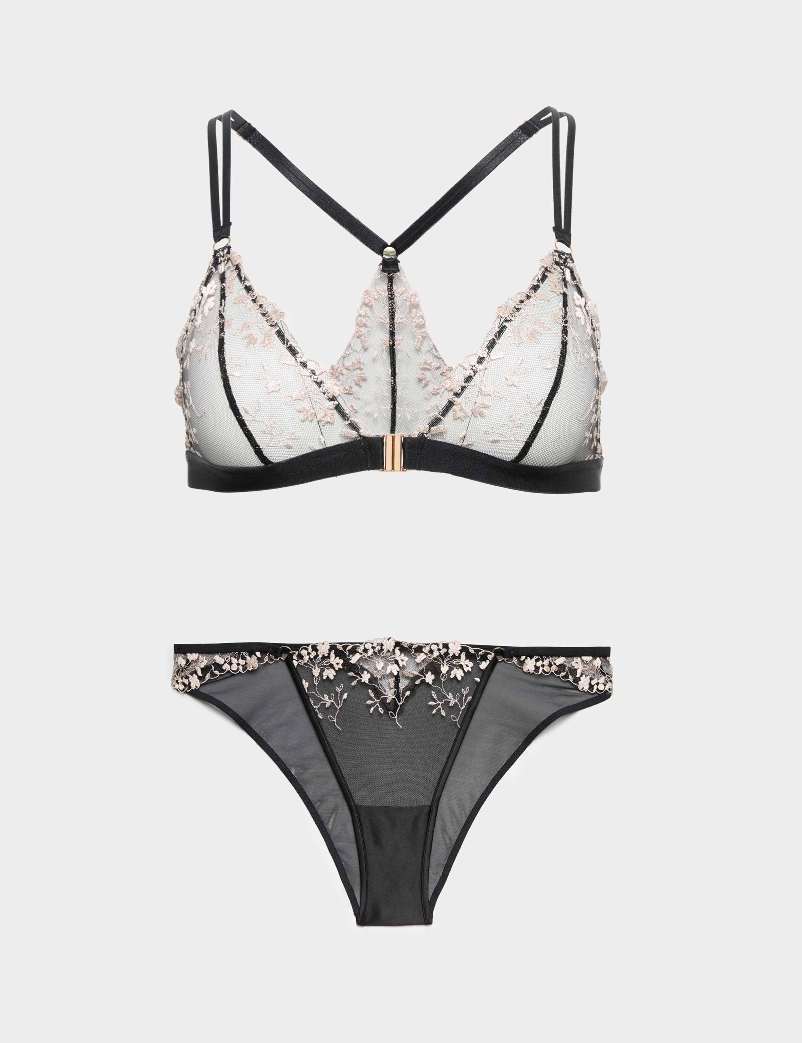 Flora Embroidered Front Fastening Bralette Set A-E 1 of 6