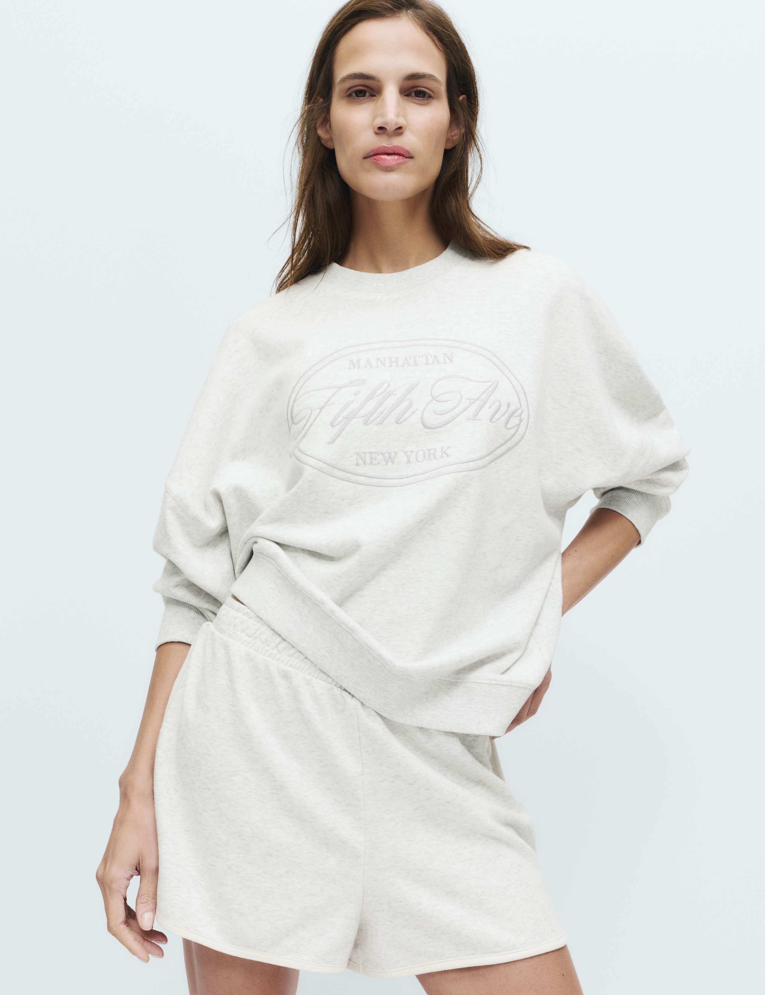 Cotton Rich Embroidered Loopback Sweatshirt & Bottom Set