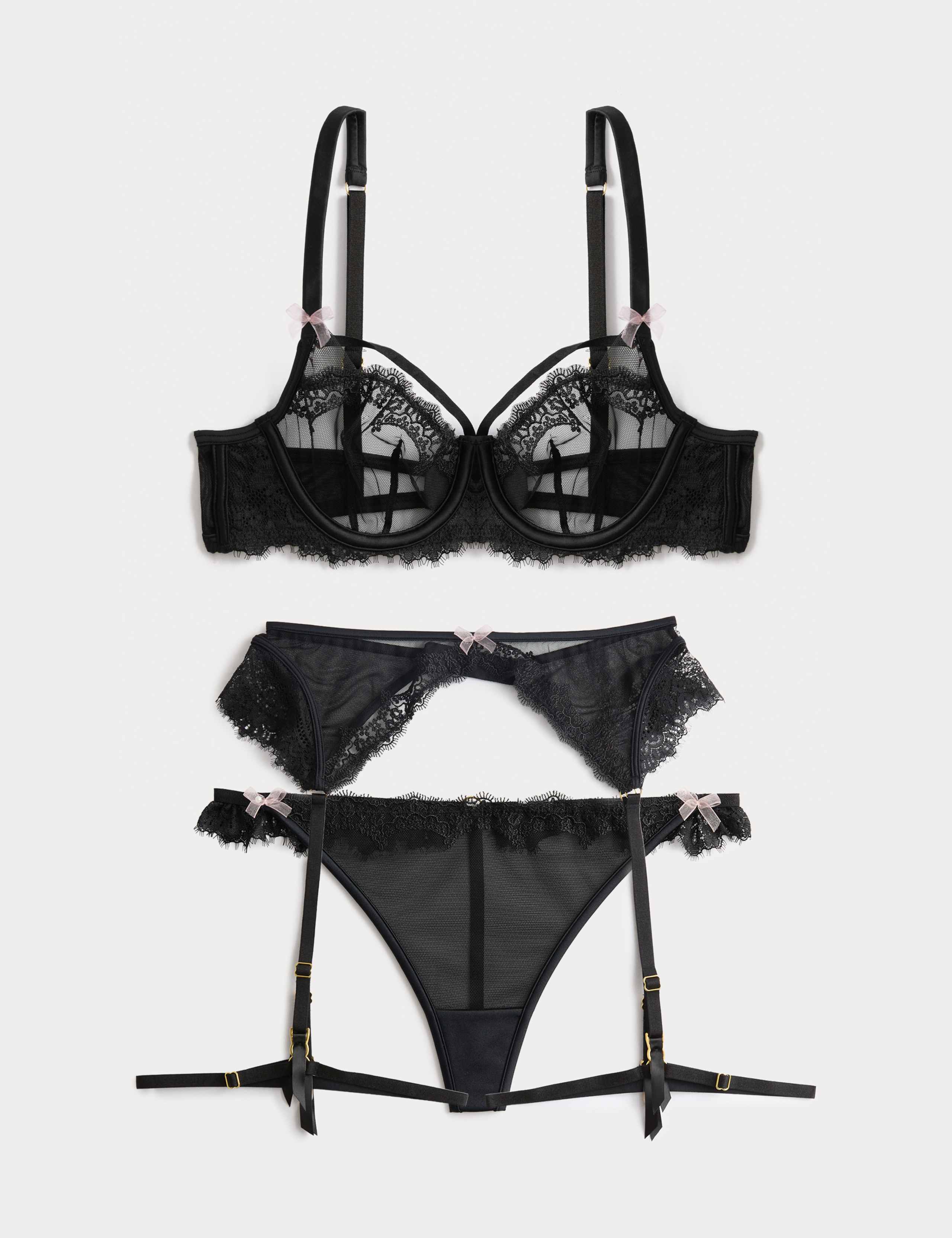 Magda Embroidery Wired Balcony Bra & Suspender Set A-E 1 of 6