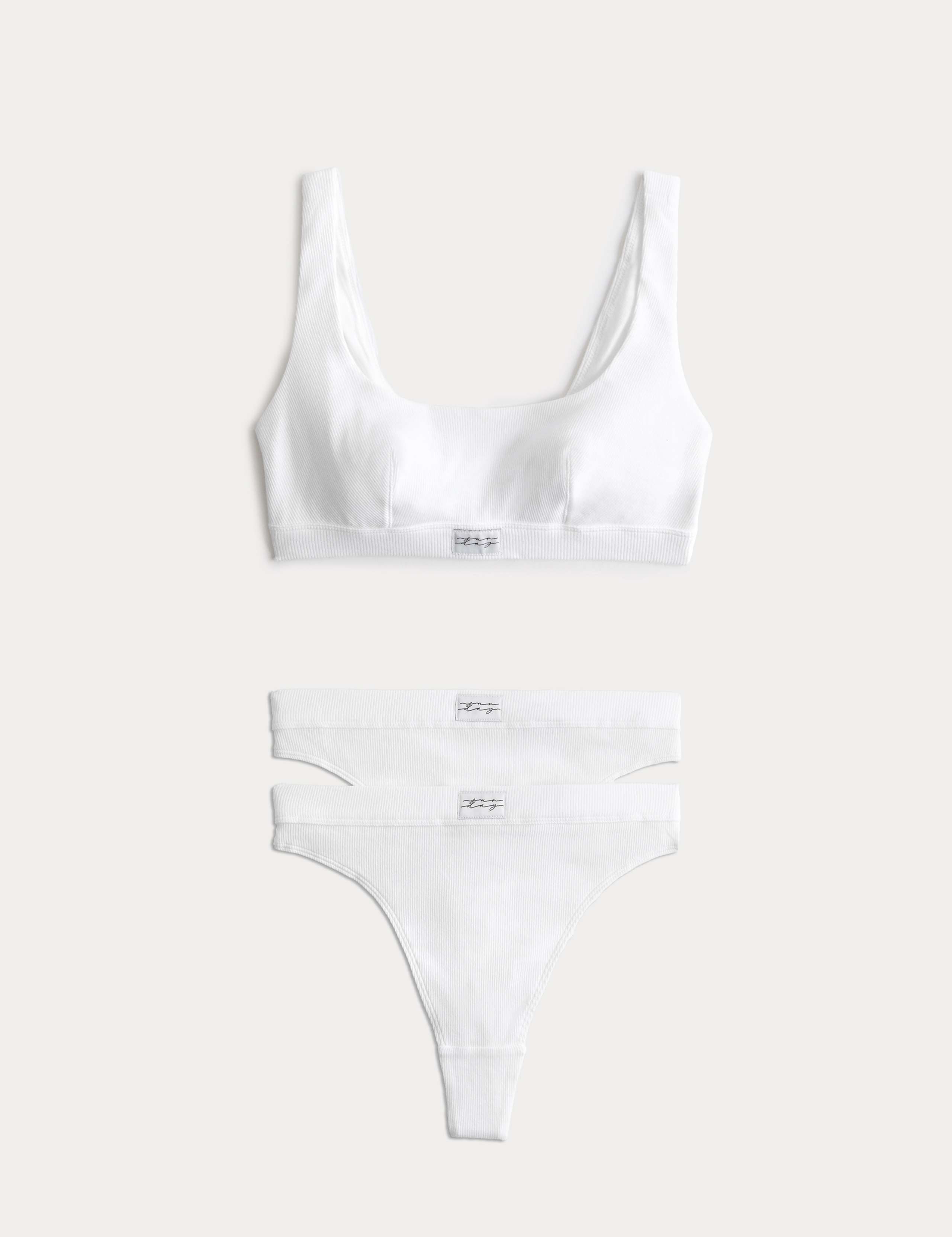 Juni Cotton Rib Non Wired Crop Top Set A-E 1 of 6