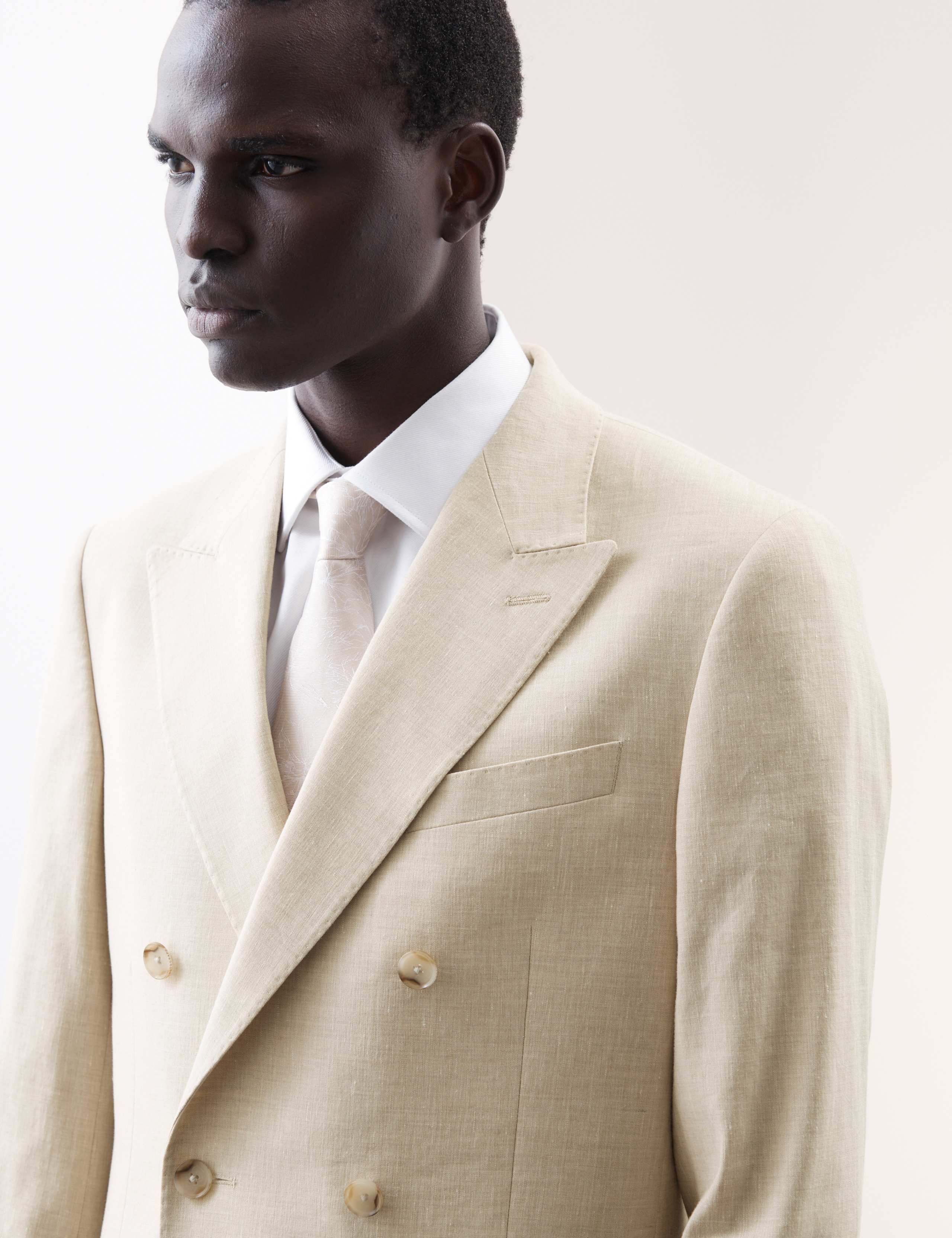 Tailored Fit Italian Performance Linen Blend Double Breasted Suit 6 of 6