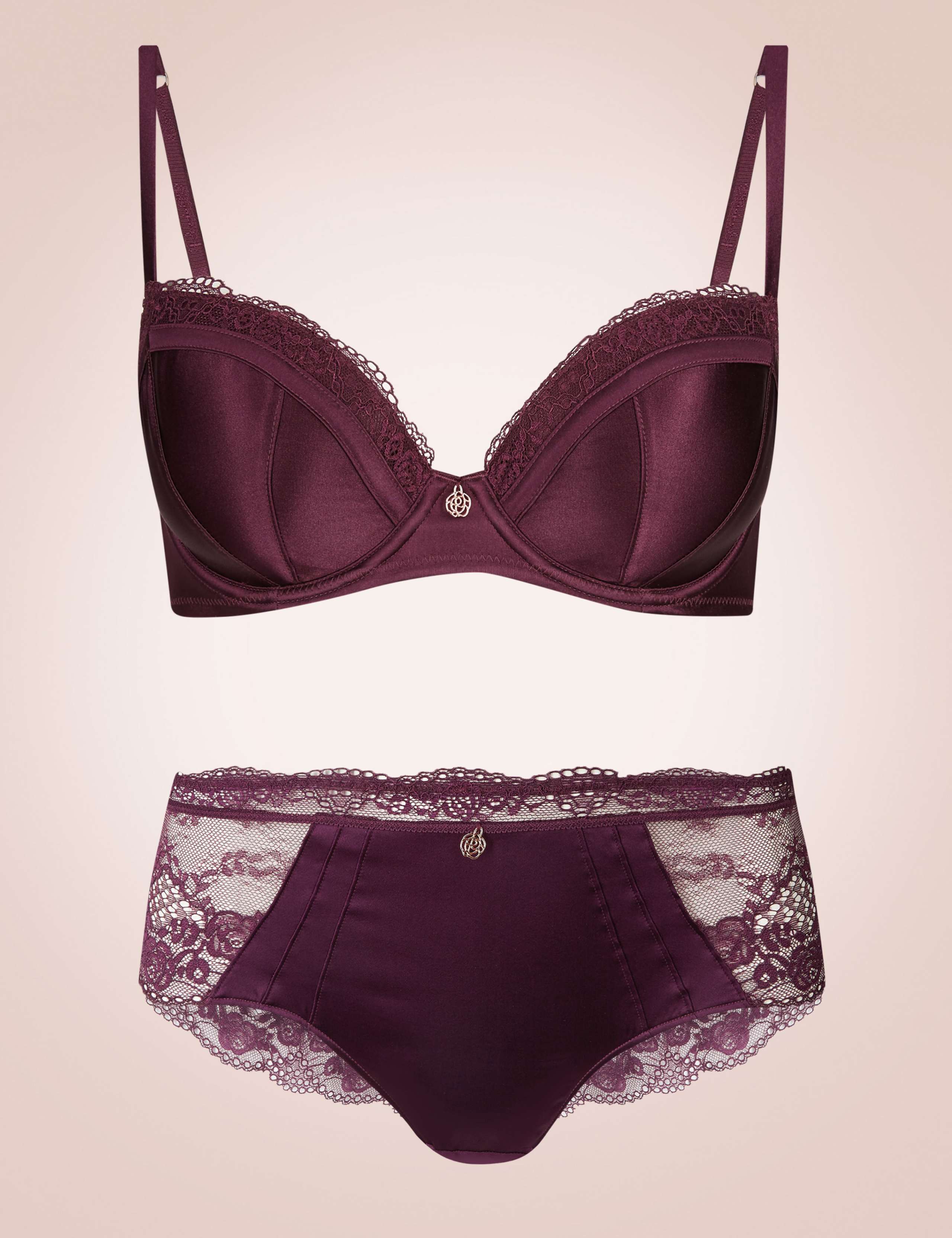 Silk & Lace Set with Padded Balcony A-E 1 of 6