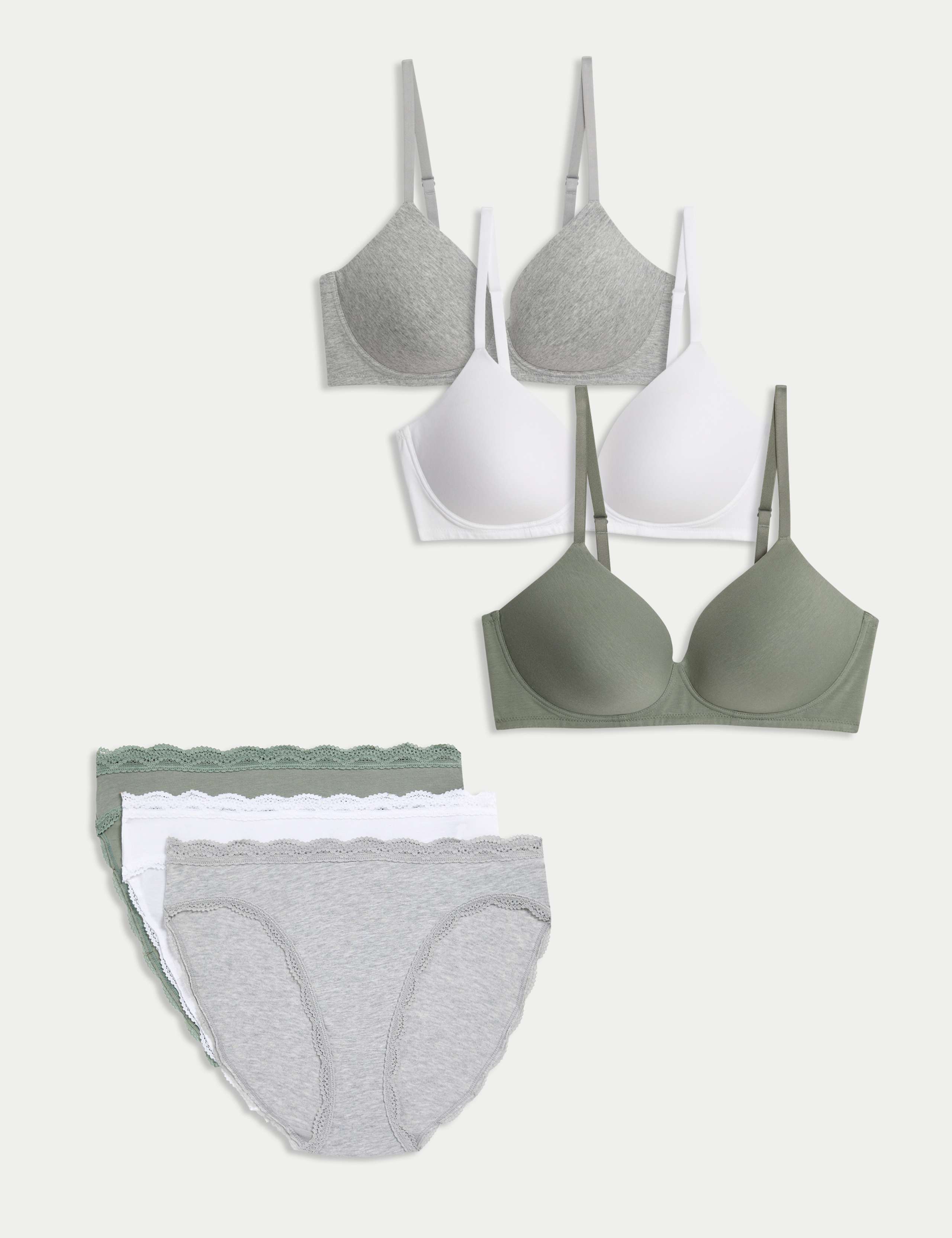 3pk Non Wired T-Shirt Bras Set A-E 1 of 6