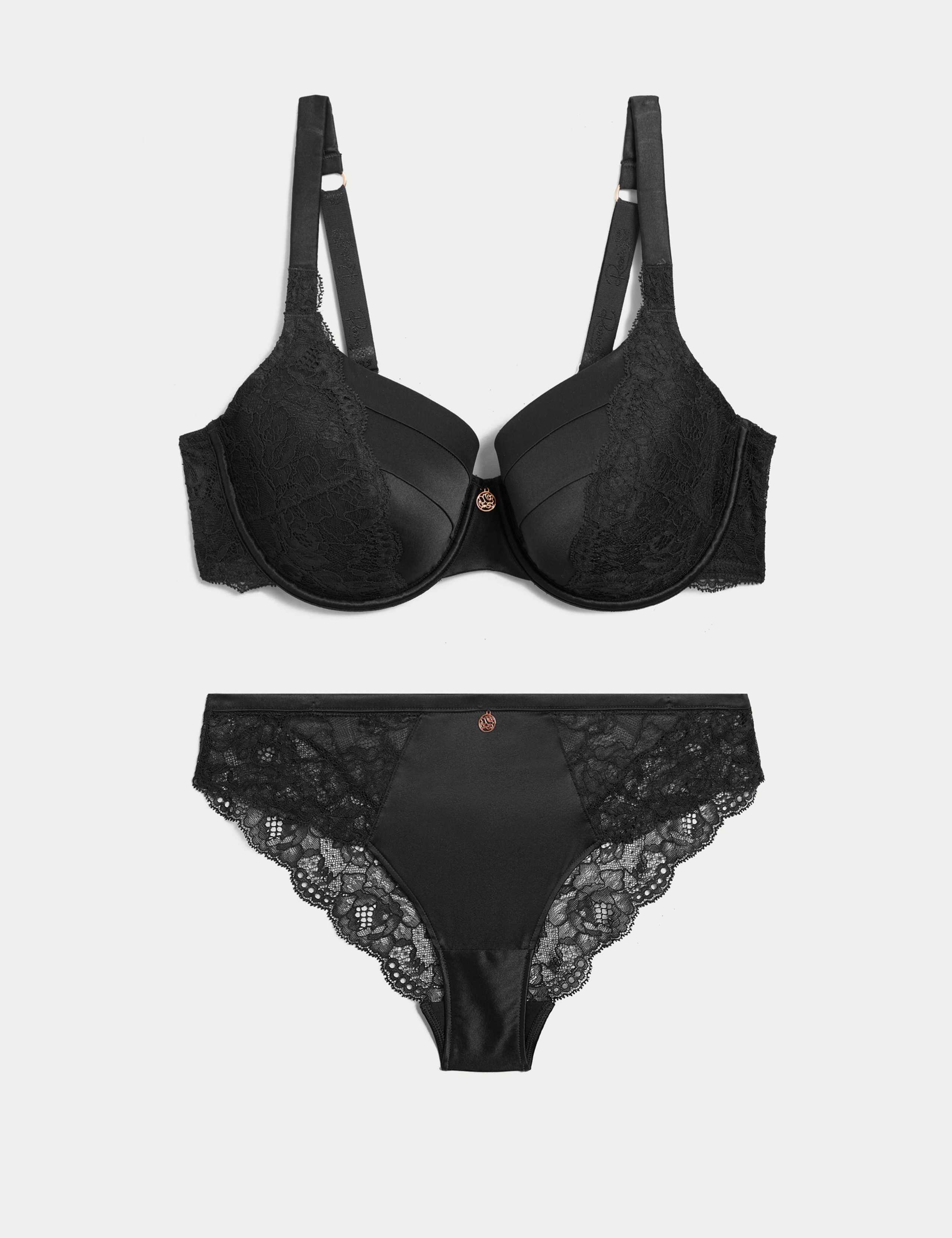 Silk & Lace Wired Full Cup Bra Set A-E 1 of 6