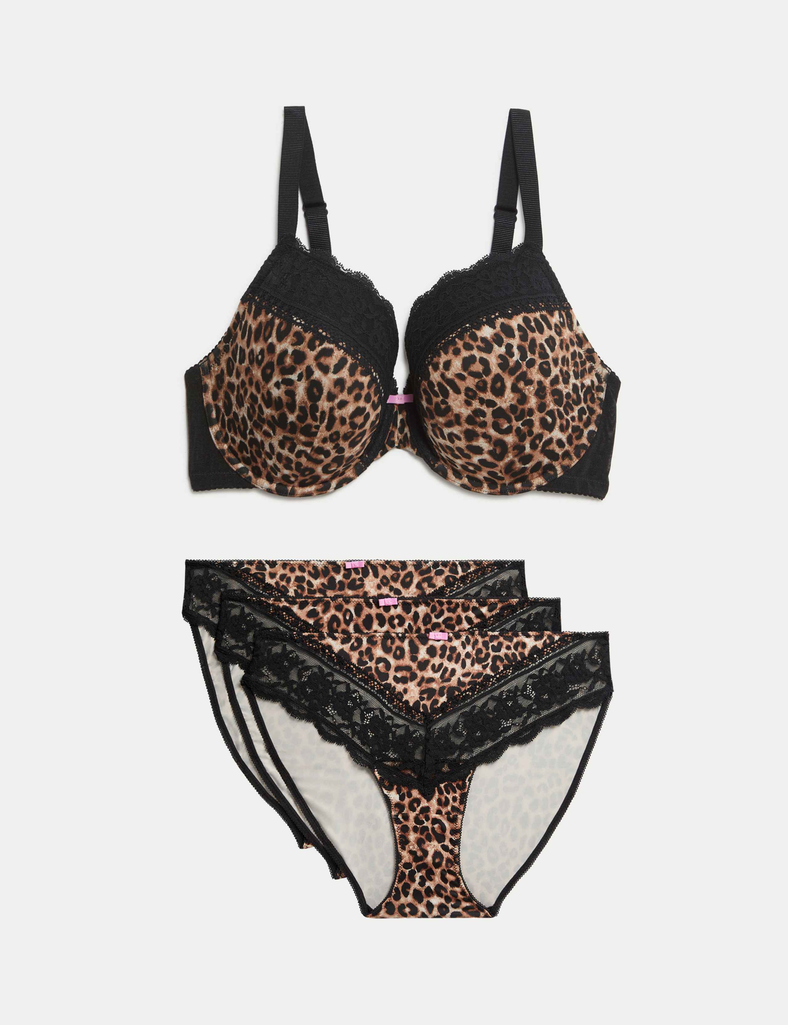 Lace Trim Wired Plunge Bra Set F-H 1 of 6