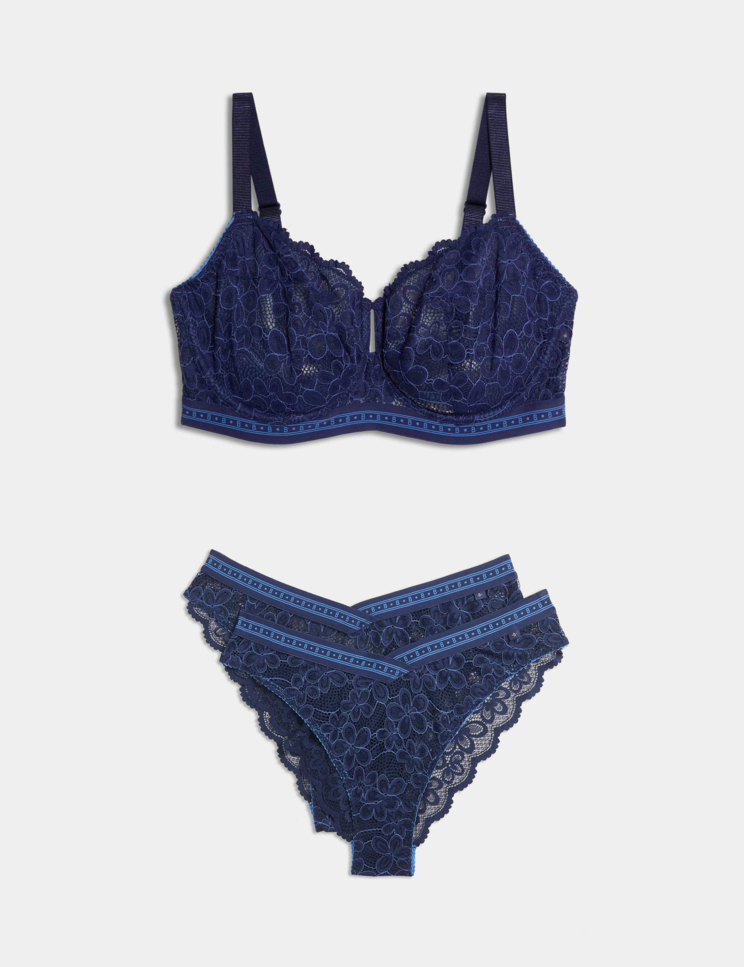 Cleo Lace Wired Balcony Bra Set F-H 1 of 6