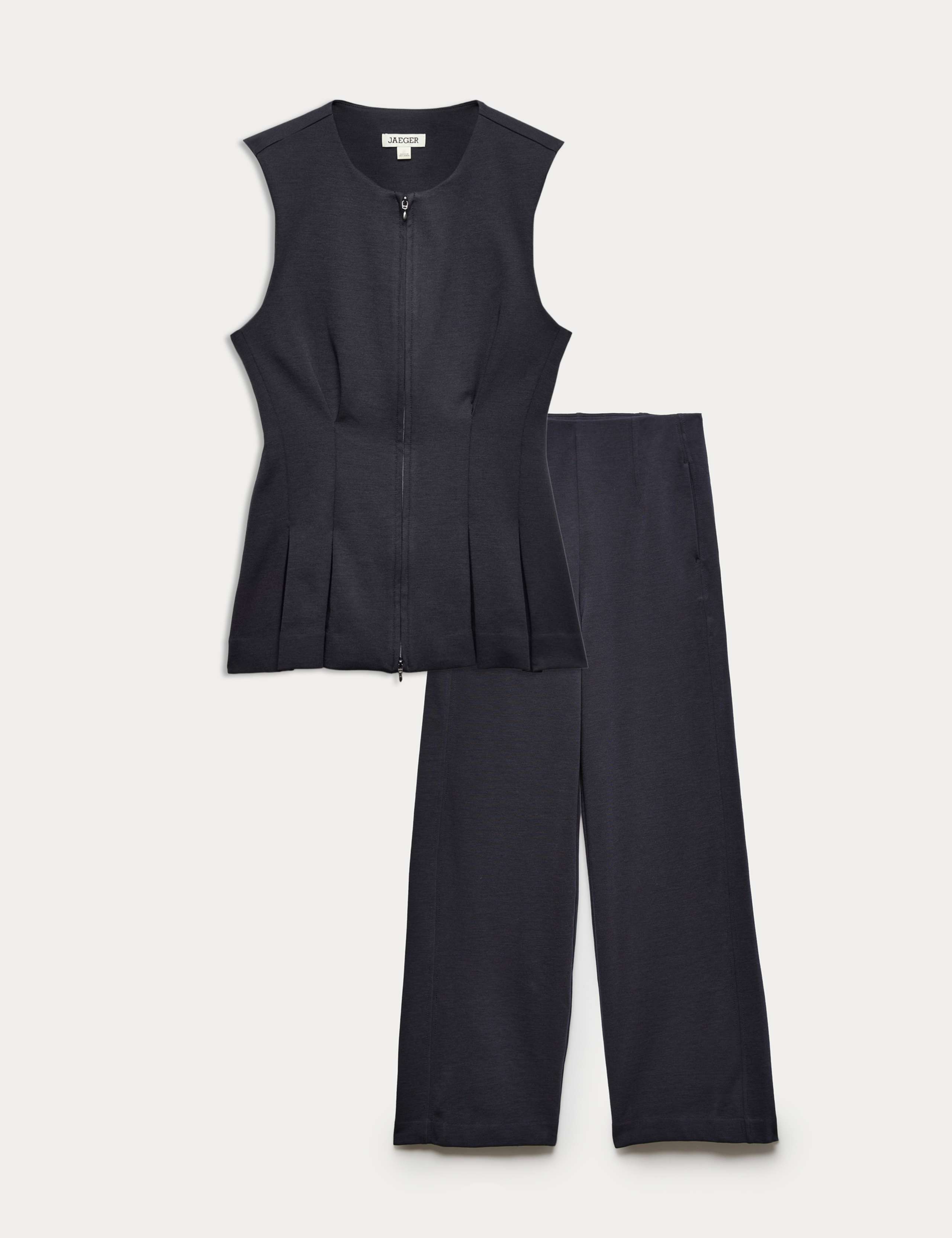 Cotton Blend Zip Up Tank Top & Trouser Set 1 of 6