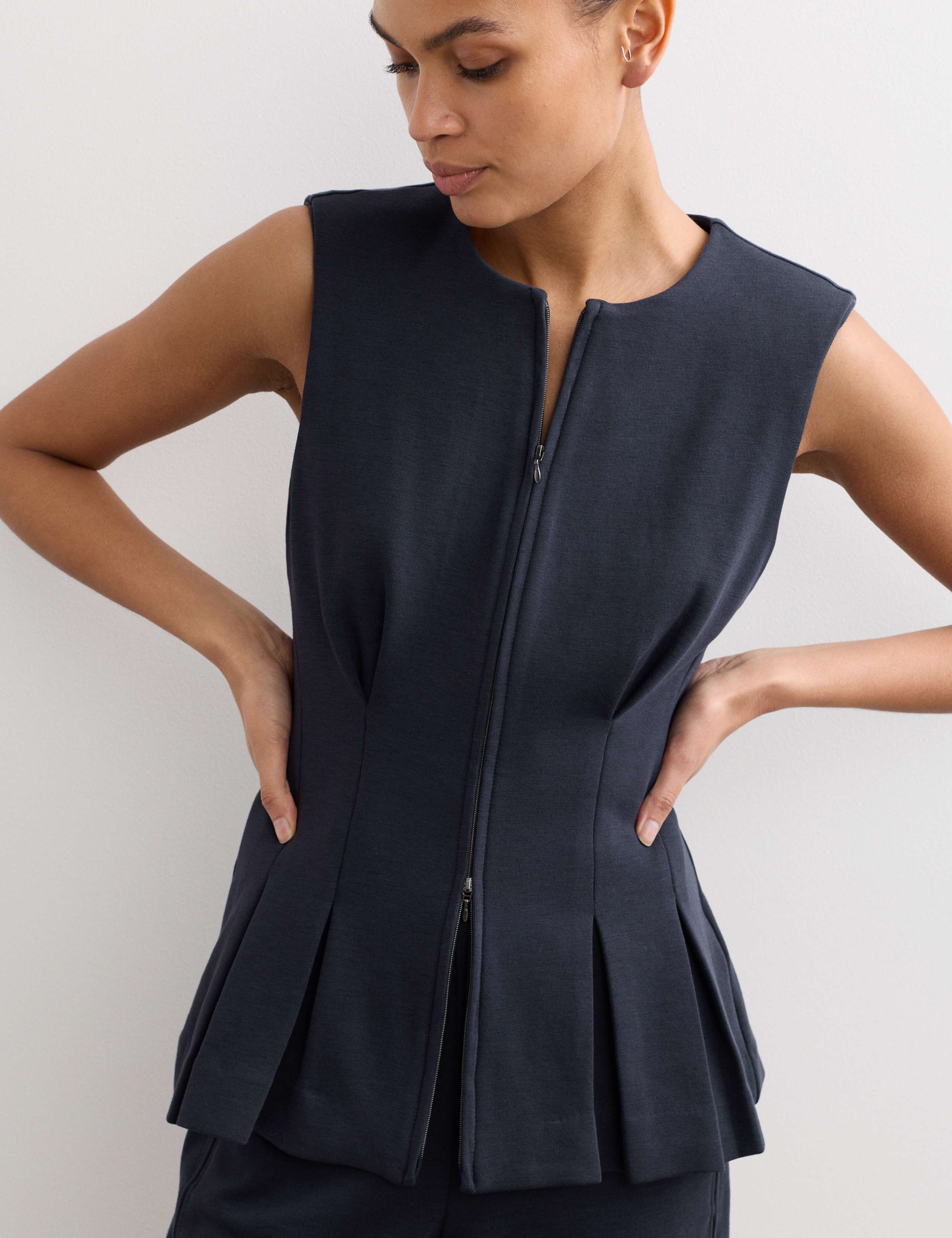 Cotton Blend Zip Up Tank Top & Trouser Set 2 of 6