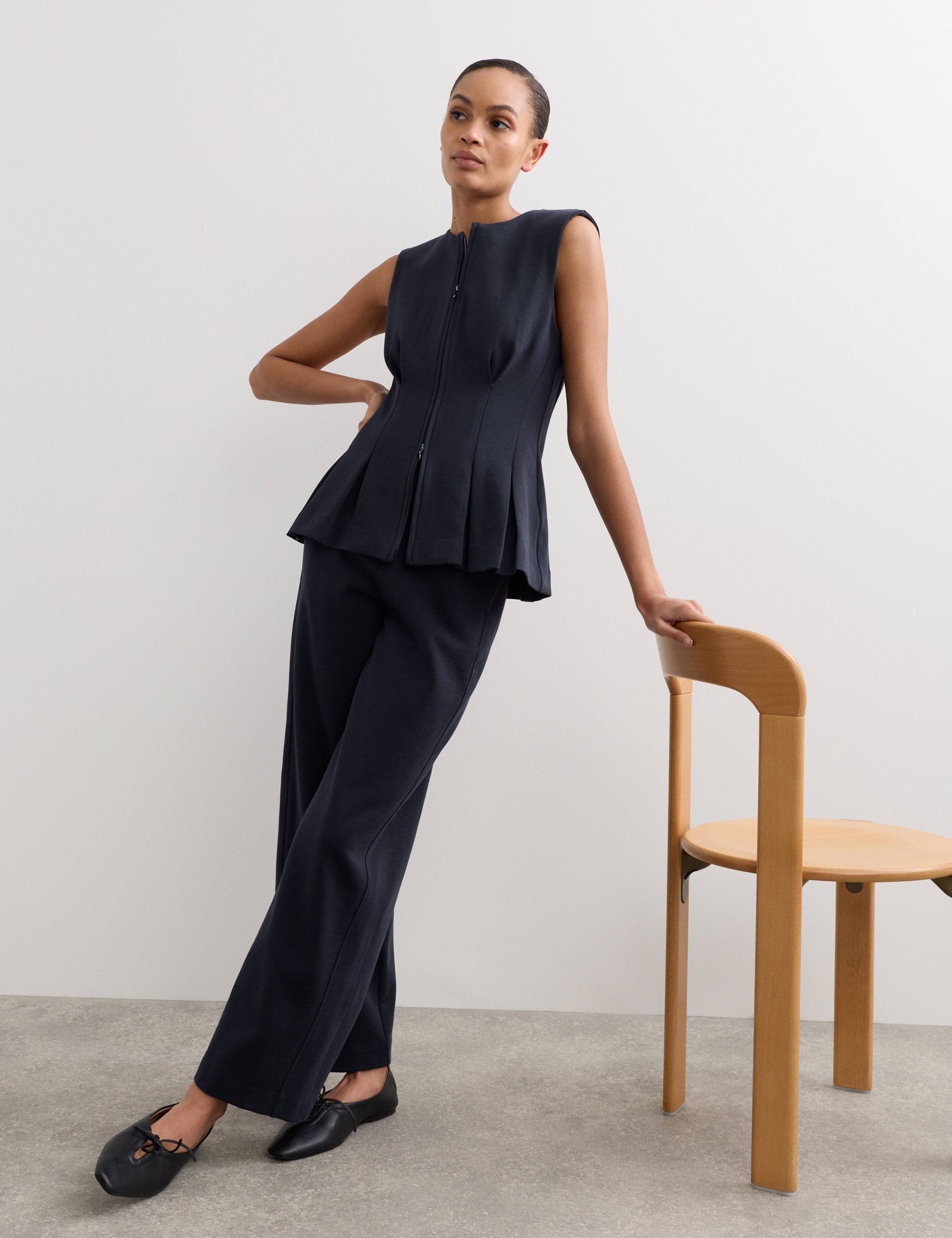 Cotton Blend Zip Up Tank Top & Trouser Set 5 of 6