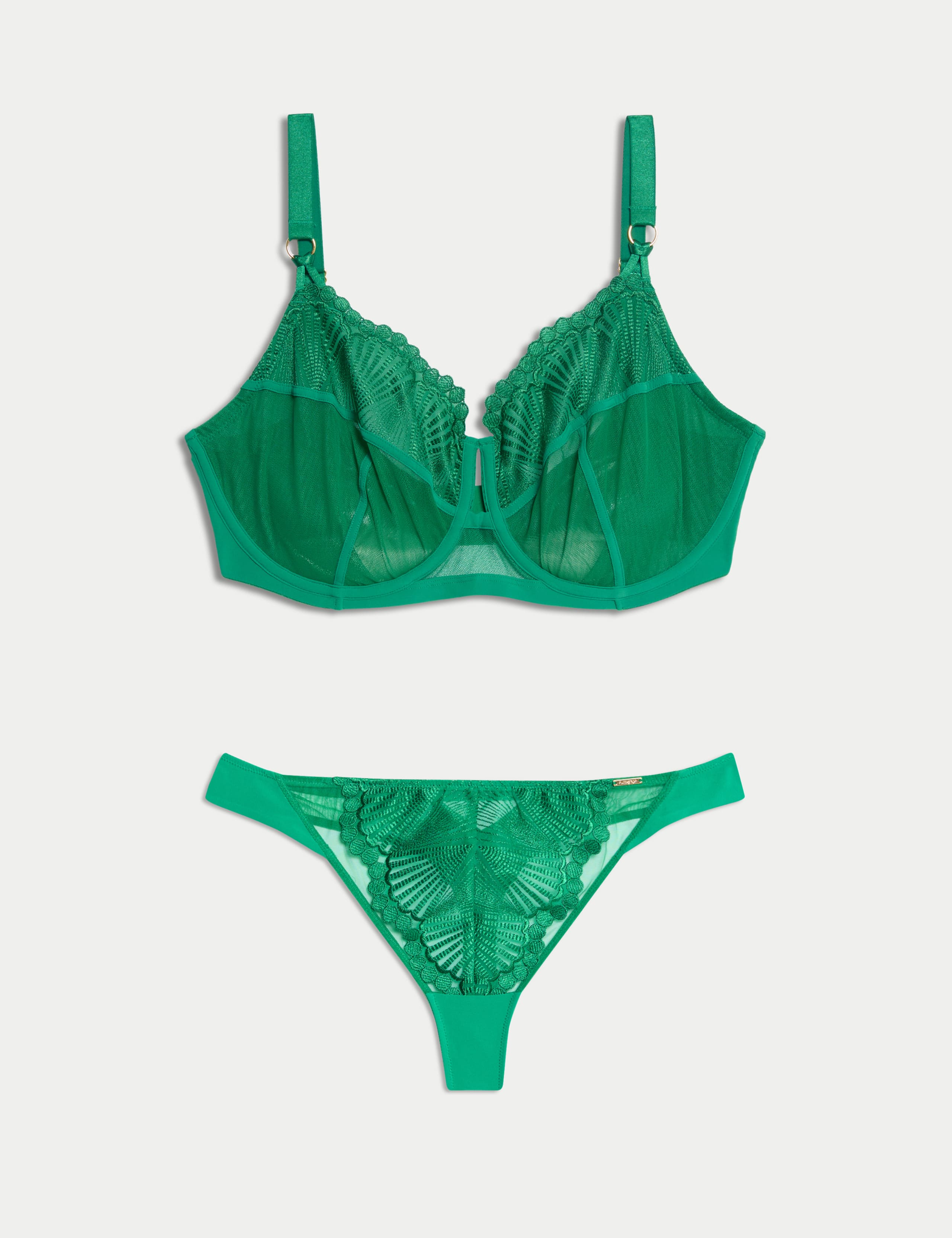 Leon Embroidery Wired Full Cup Bra Set F-H 1 of 6
