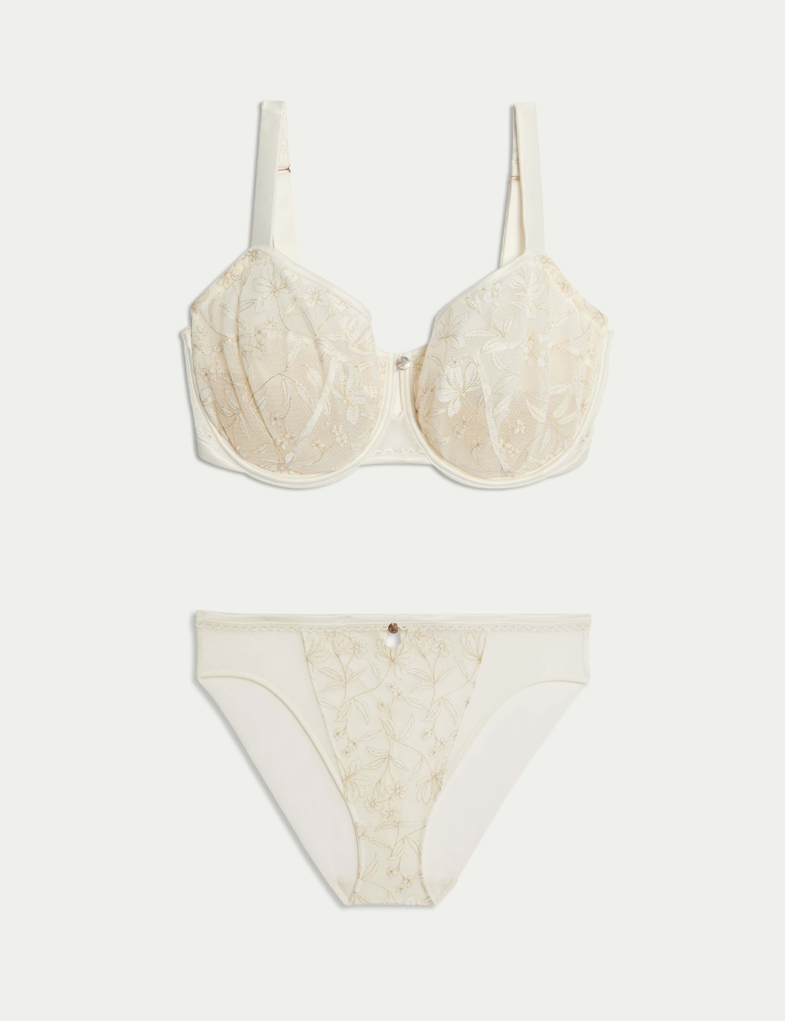 Trousseau Embroidery Wired Balcony Bra Set F+ 1 of 6