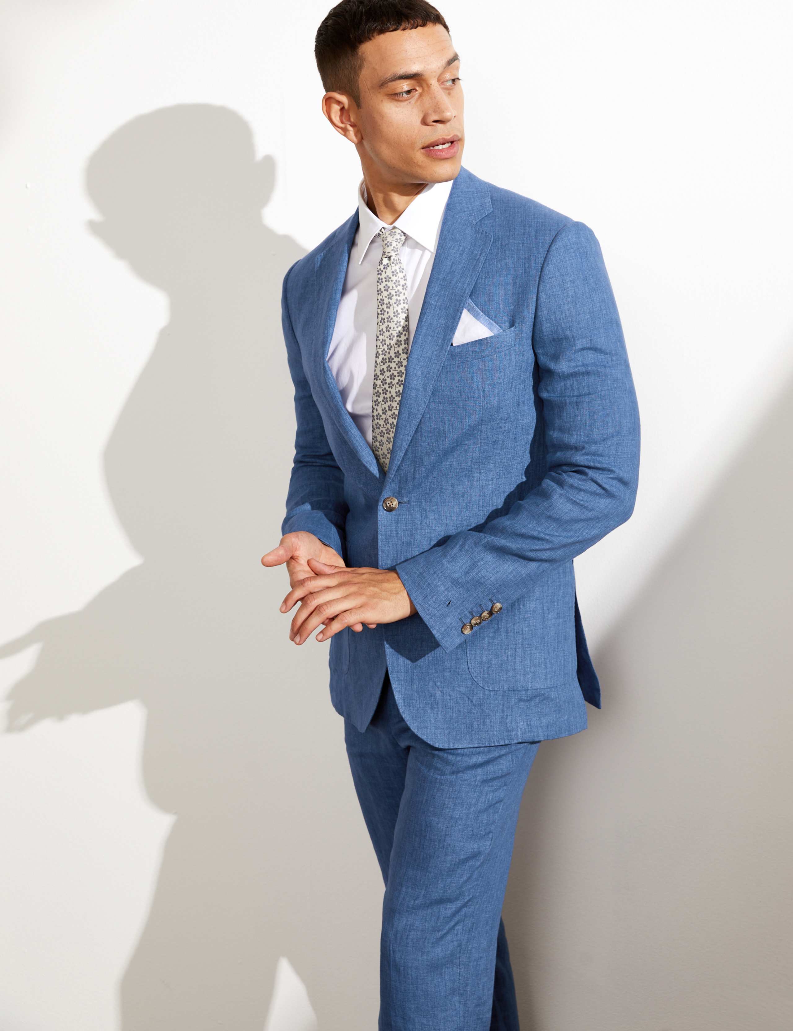 Tailored Fit Pure Linen Chambray 2 Piece Suit 1 of 7