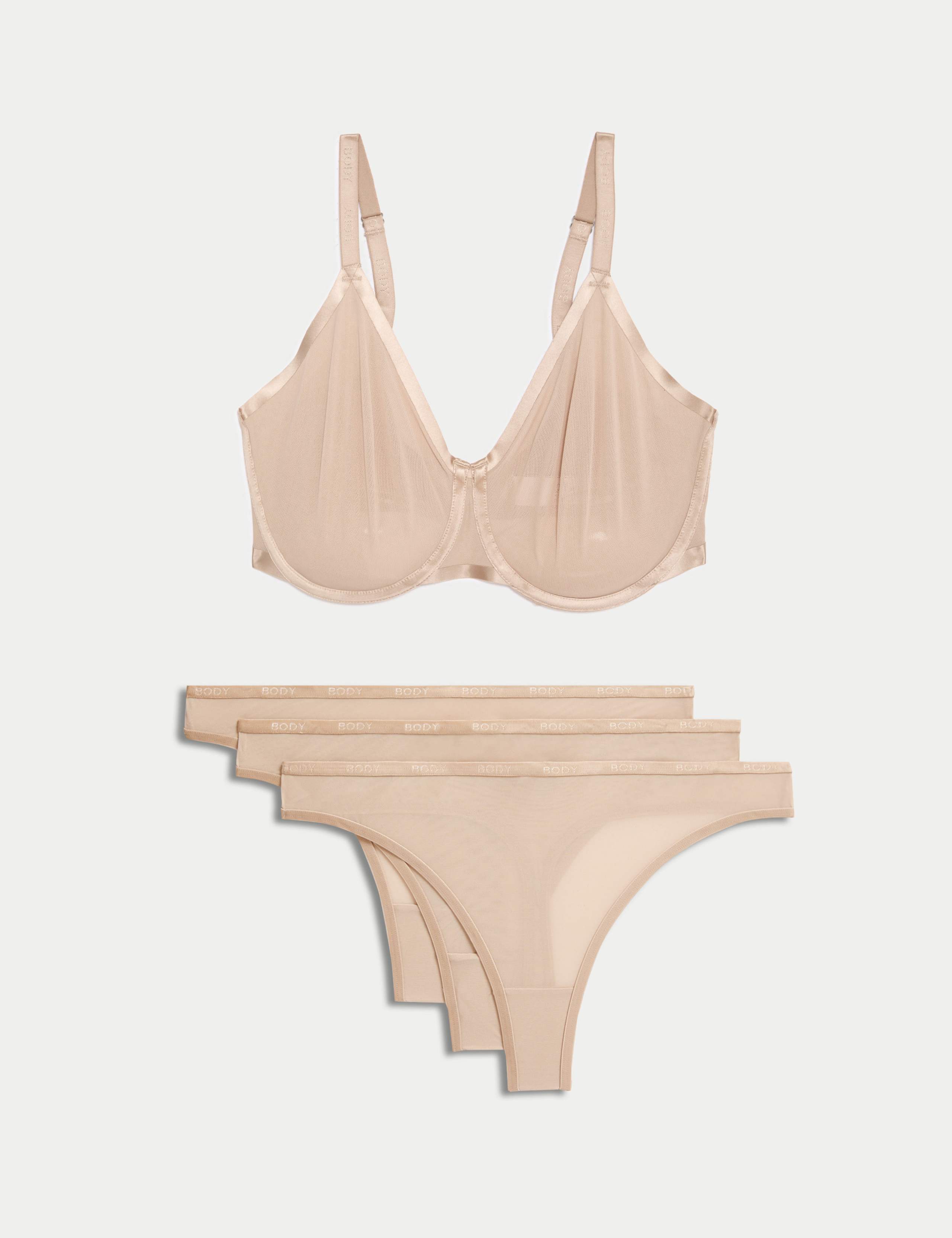 Flexifit™ Sheer Wired Full Cup Bra Set F-H 1 of 6