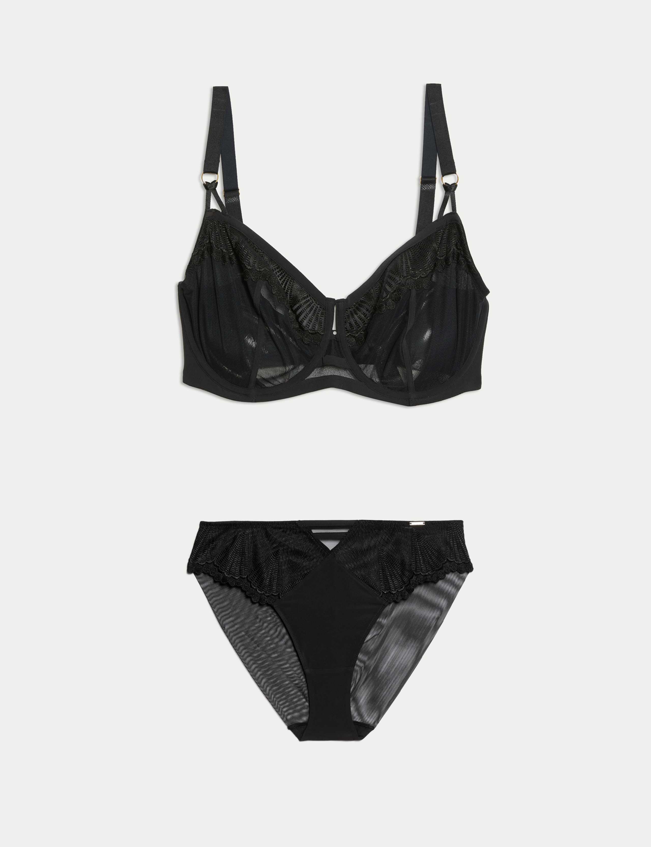 Leon Embroidery Wired Minimiser Bra Set C-G 1 of 6