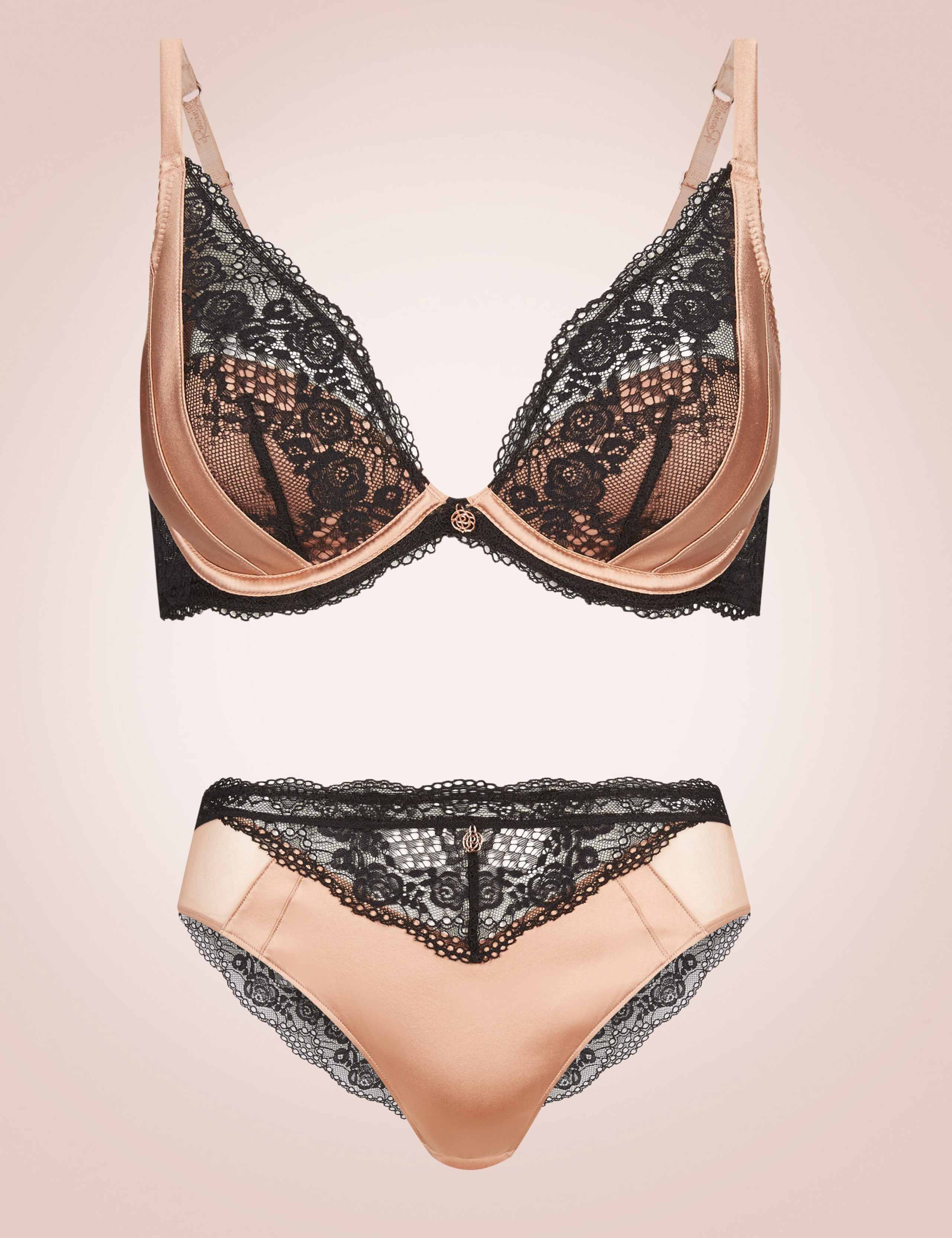 Silk & Lace Set with Padded Beau Plunge A-E 1 of 6