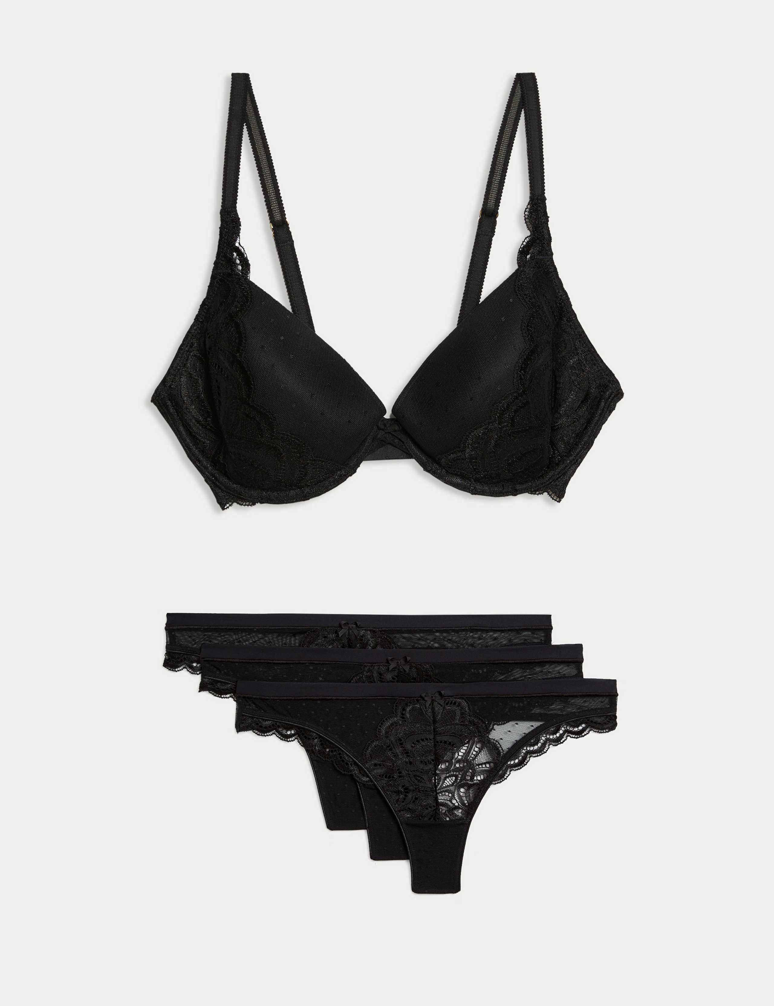 Amelia Lace Wired Plunge Bra Set A-E 1 of 6