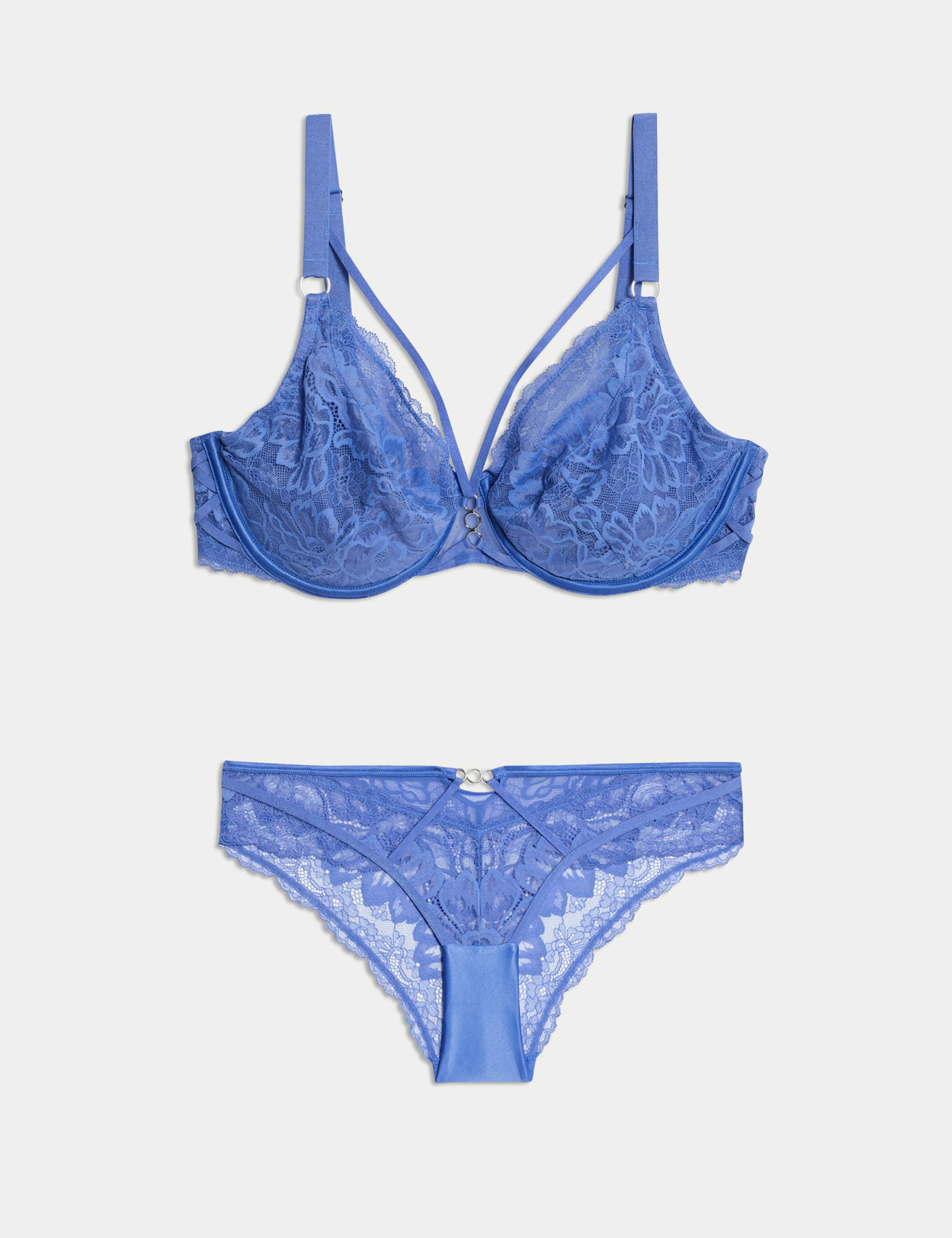 Lindy Lace Wired Plunge Bra Set F-H 1 of 6