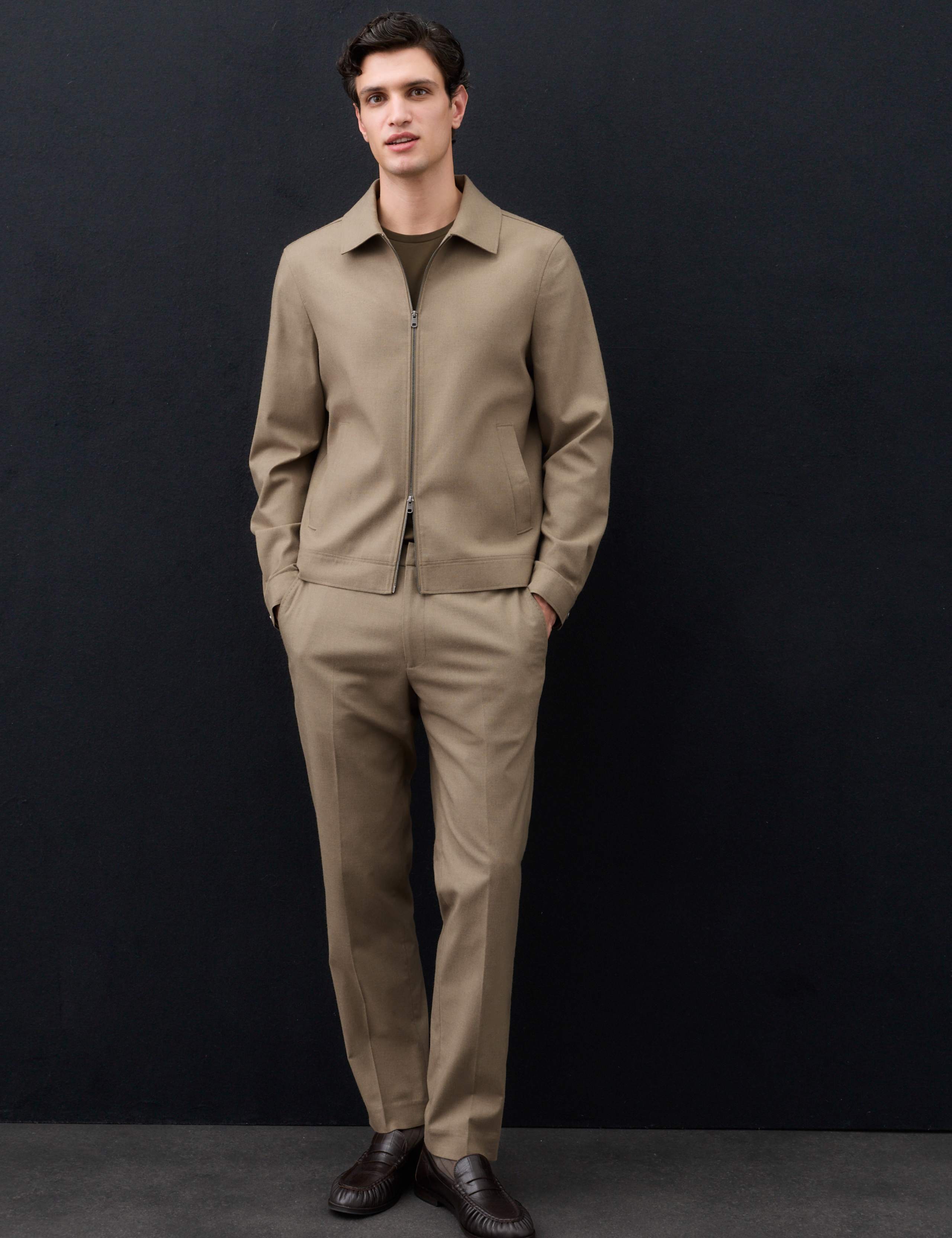 2 Piece Italian Wool Blend Harrington Suit