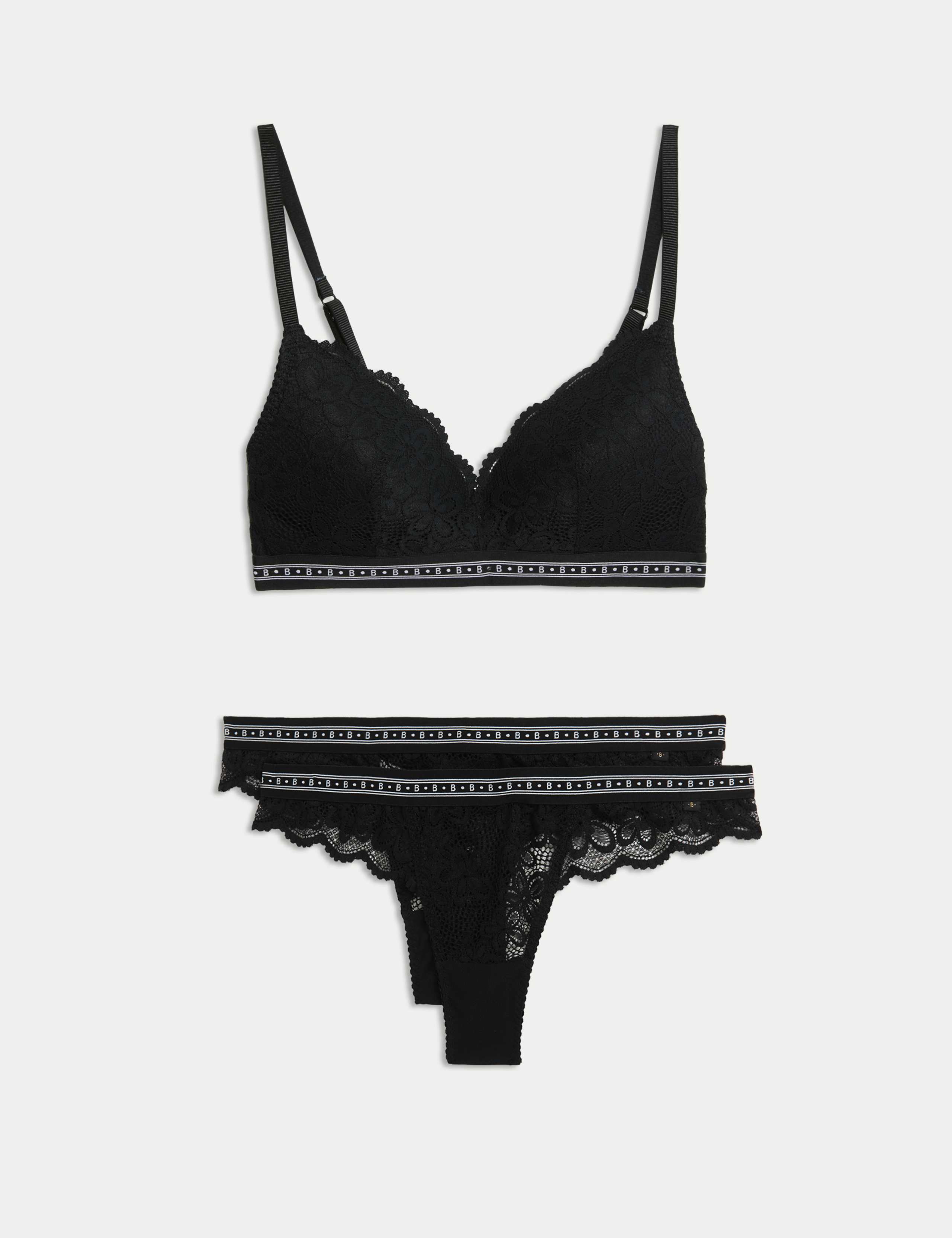 Cleo Lace Non Wired Plunge Bra Set A-E 1 of 6