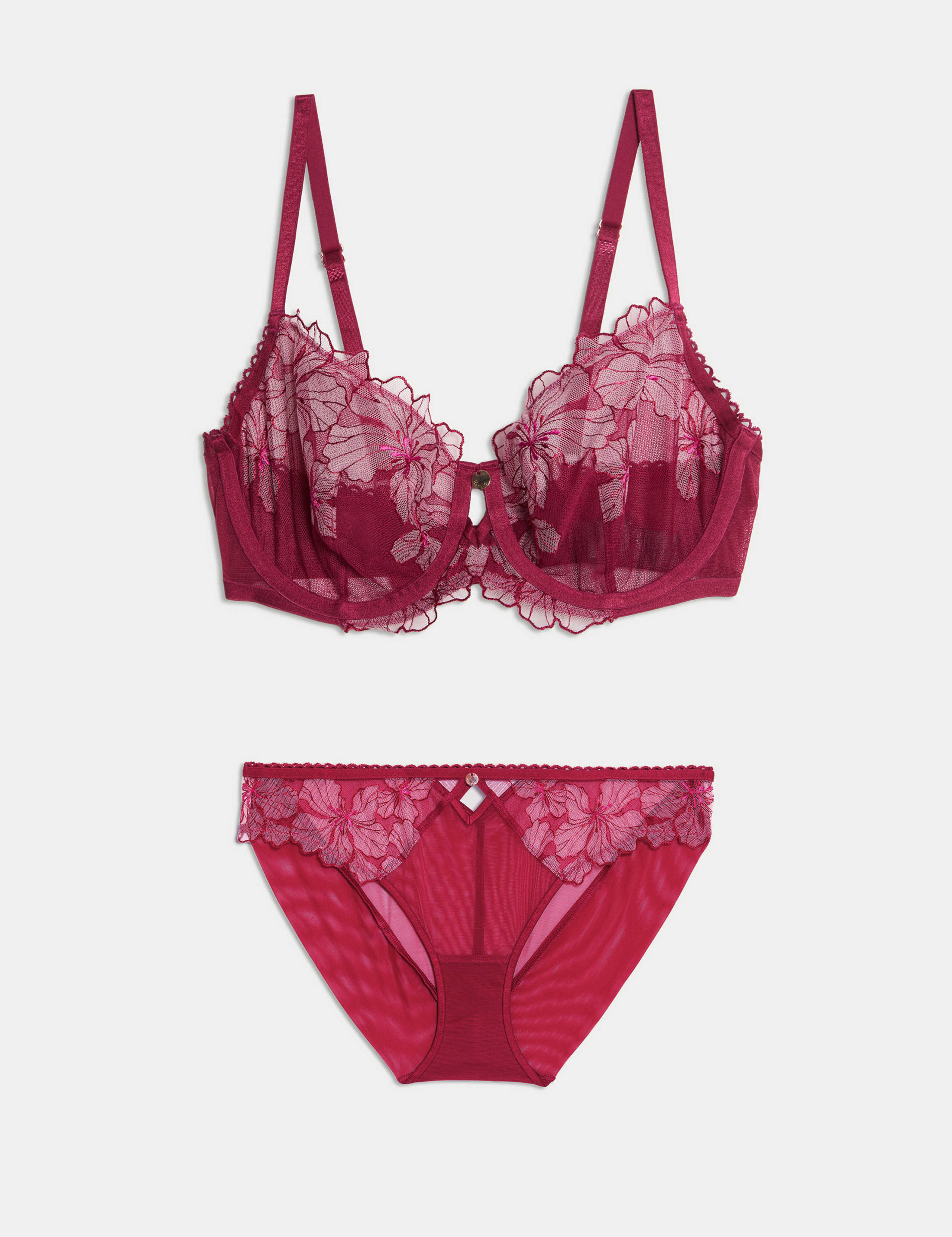 Passion Flower Wired Balcony Bra Set A-E 1 of 6