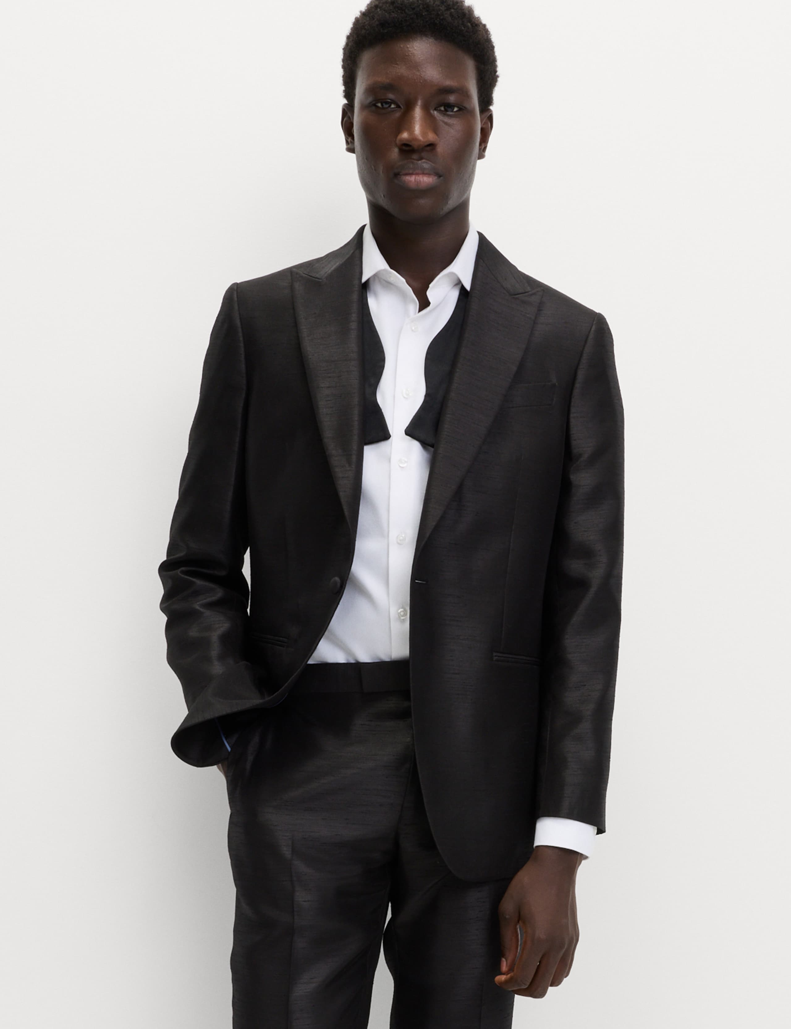 Tailored Fit Textured Sheen Tuxedo Suit