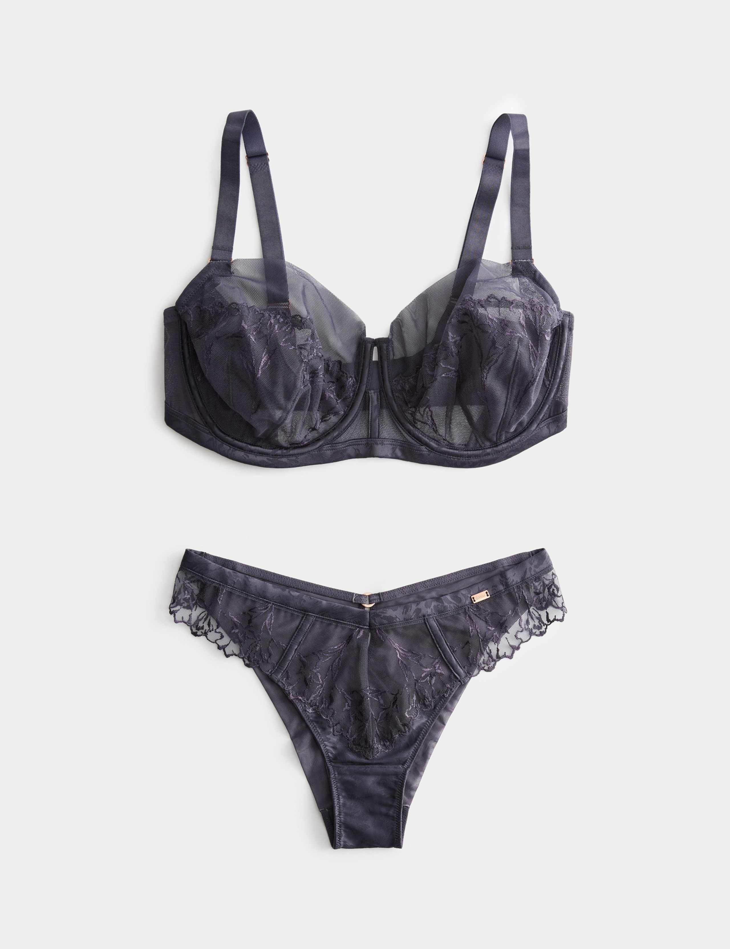 Lisianthus Embroidery Wired Balcony Bra Set F-H 1 of 5