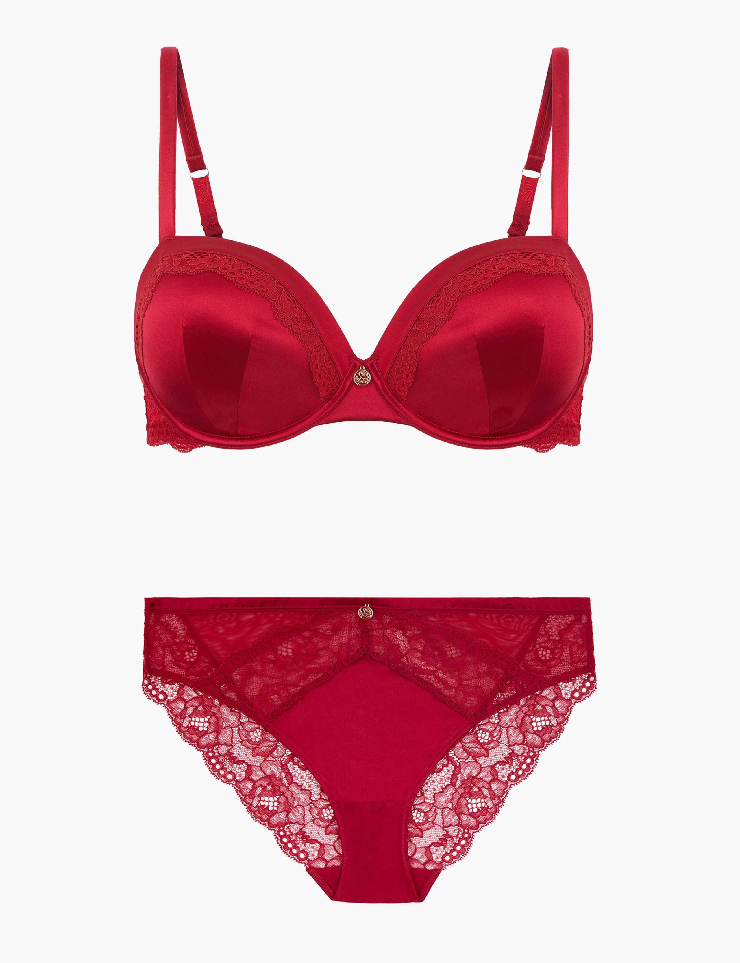 Silk & Lace Underwired Set with Balcony Bra 1 of 6