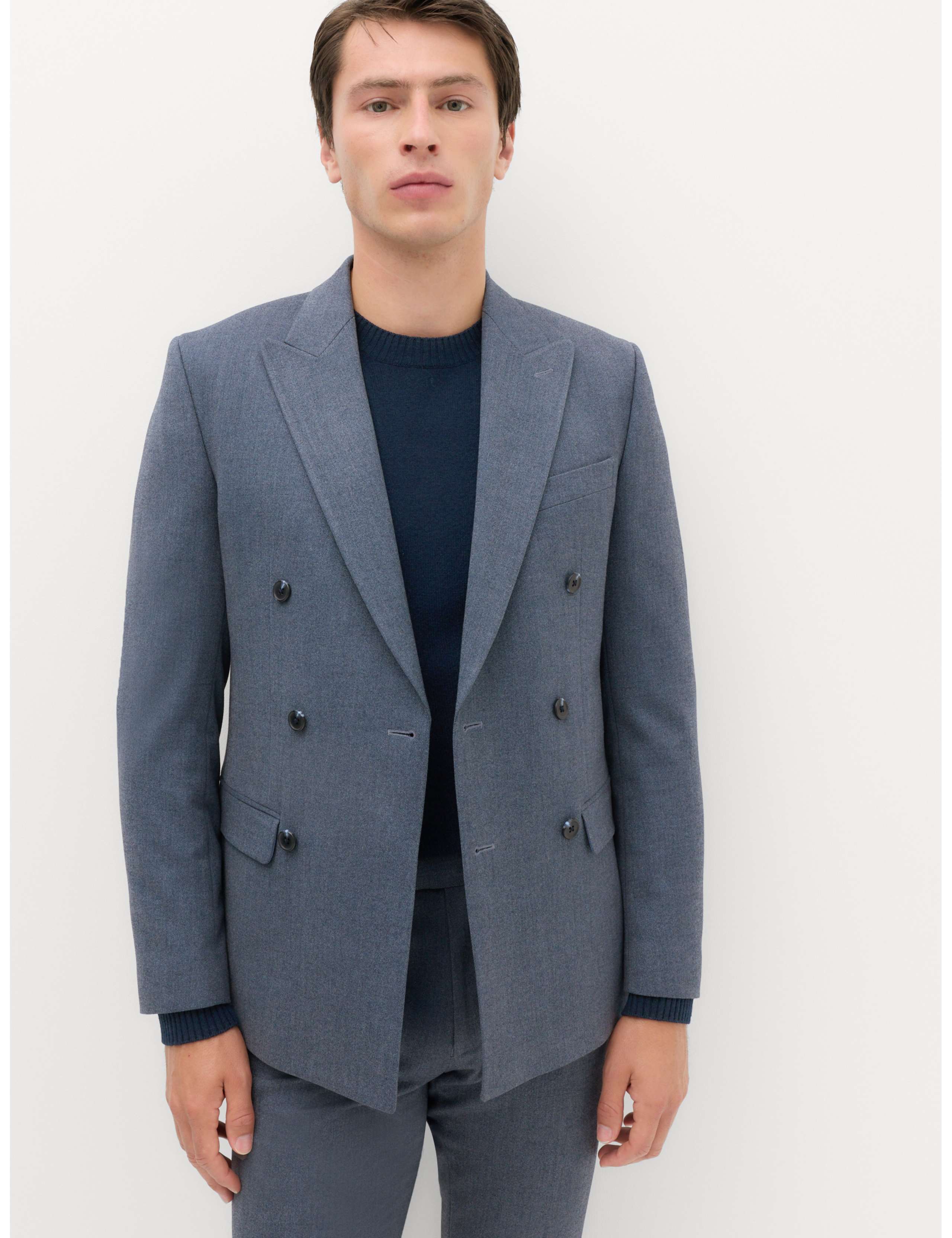 2 Piece Slim Fit Twill Double Breasted Suit