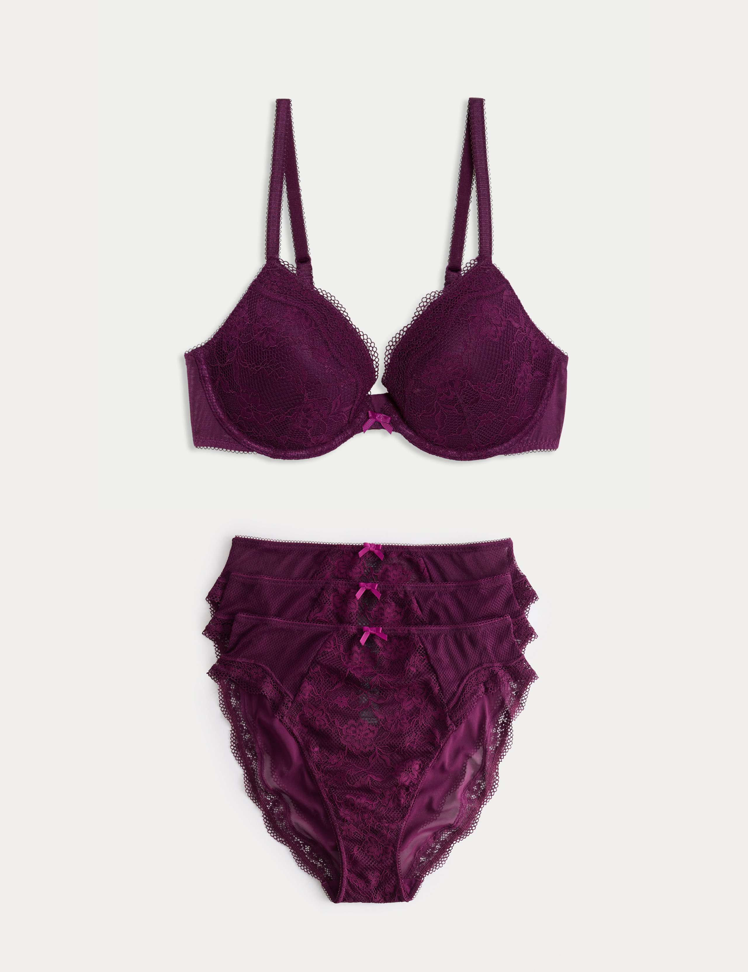 Jasmine Lace Wired Plunge Bra Set A-E 1 of 6