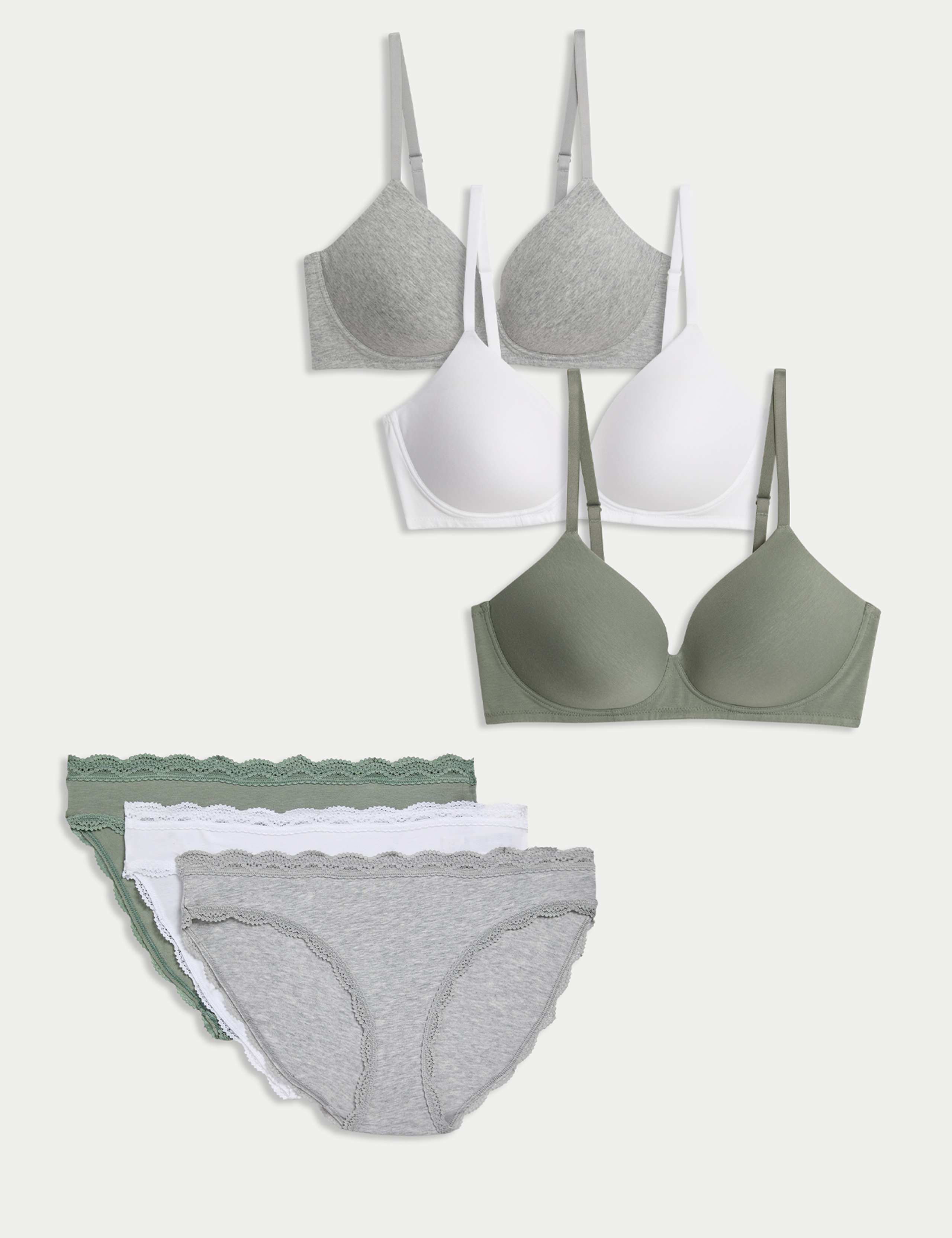 3pk Non Wired T-Shirt Bras Set A-E 1 of 6