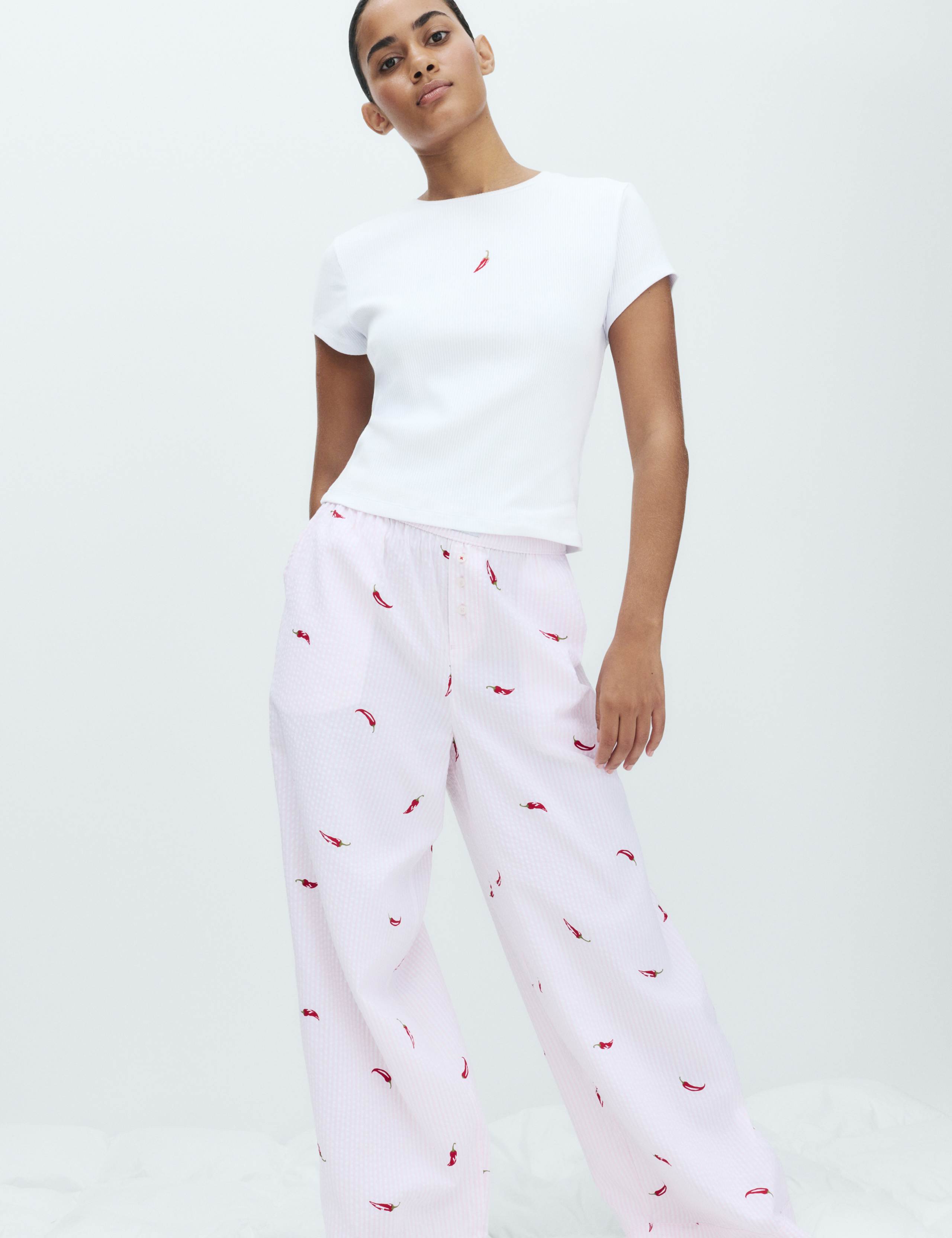 Cotton Modal Ribbed Pyjama T-Shirt Set 4 of 6