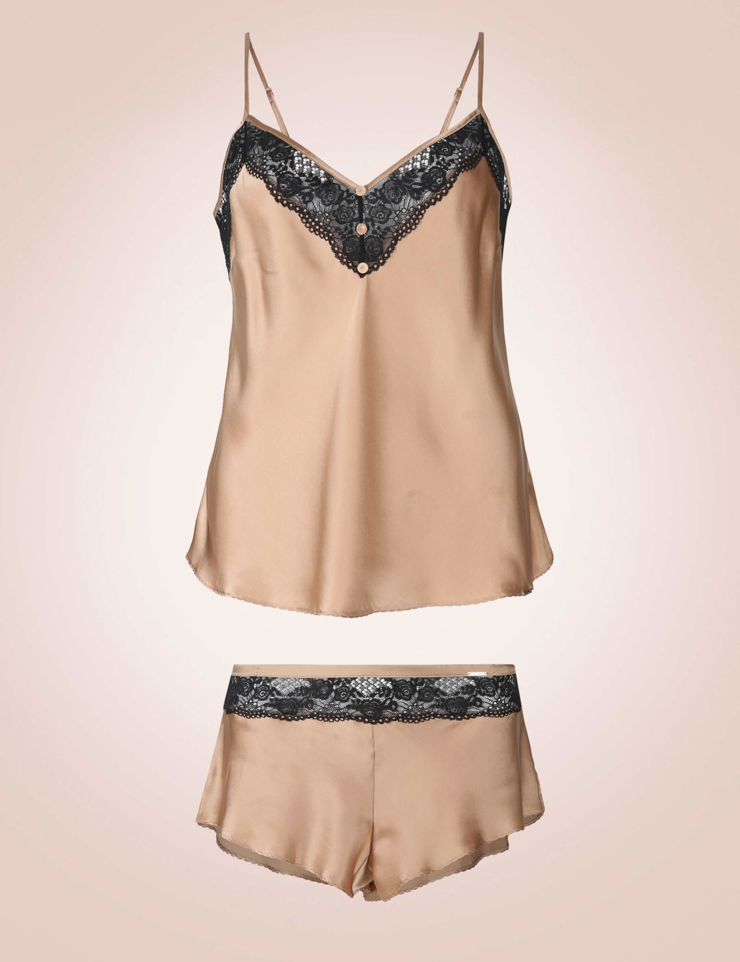 Silk & Lace Camisole Set with French Knickers 1 of 7
