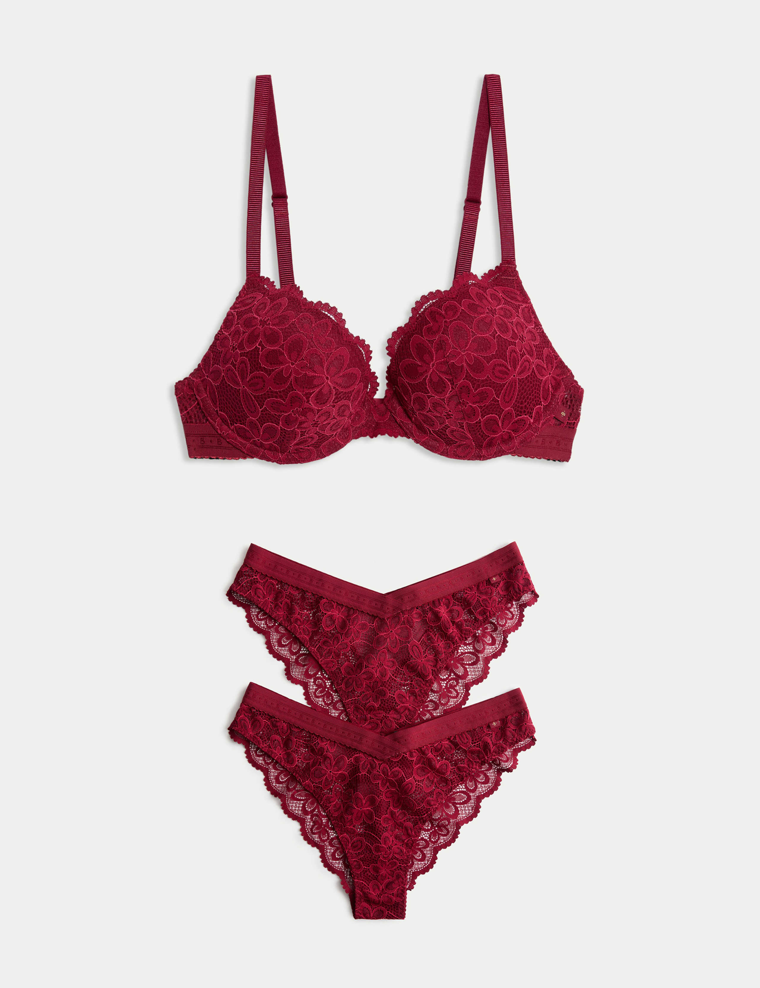 Cleo Lace Wired Push-Up Plunge Bra Set A-E 1 of 6
